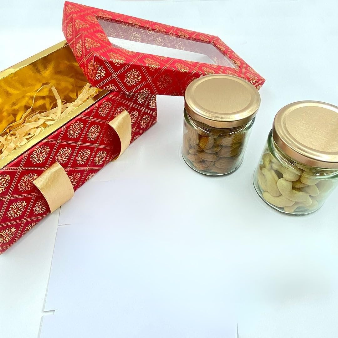 Diwali Dry Fruits Gift Hamper 200g - Premium Corporate Festive Gift Pack for Employees & Clients | Healthy Nuts with Almonds & Cashews in 2 Luxury Jars | Elegant Deepawali Gift for Office, Weddings & Family Celebrations 1