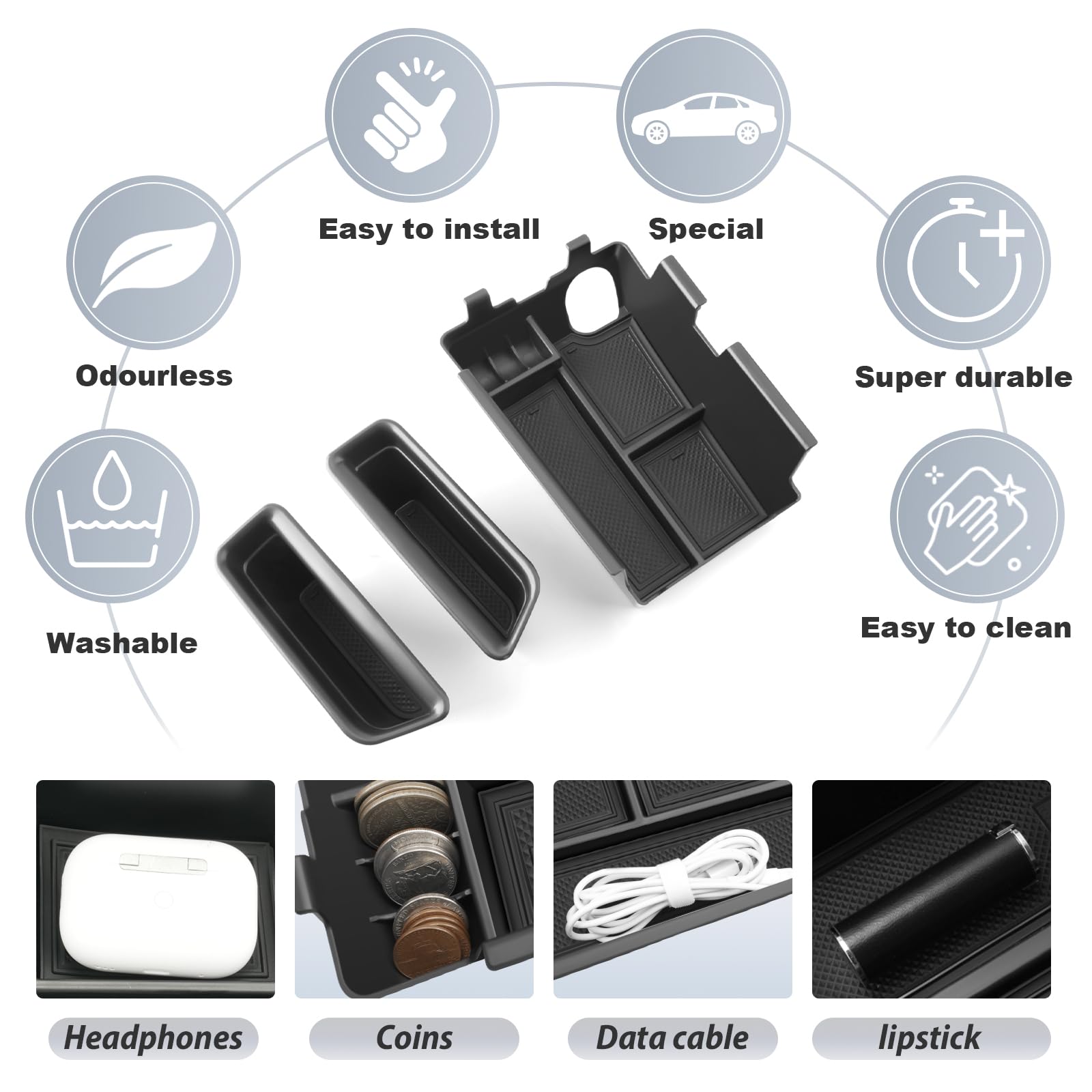 Mittelkonsole Armlehne Für Ford Mustang S650 2024/2025 | Aufbewahrungsorganizer Aus ABS