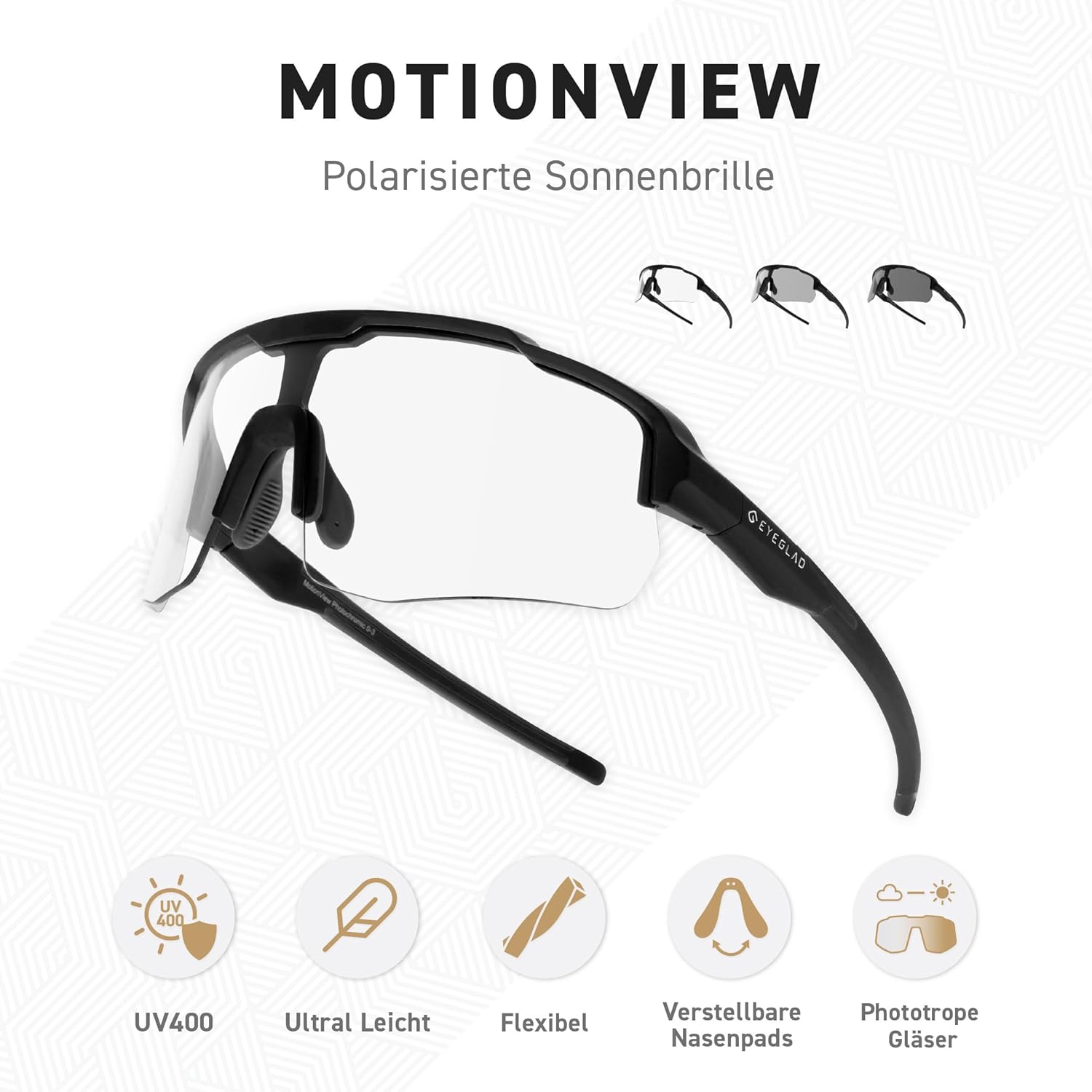 MOTIONVIEW Sports Photochromic Sunglasses Outdoor UV400 Men Women Cycling Running Baseball Softball Sports