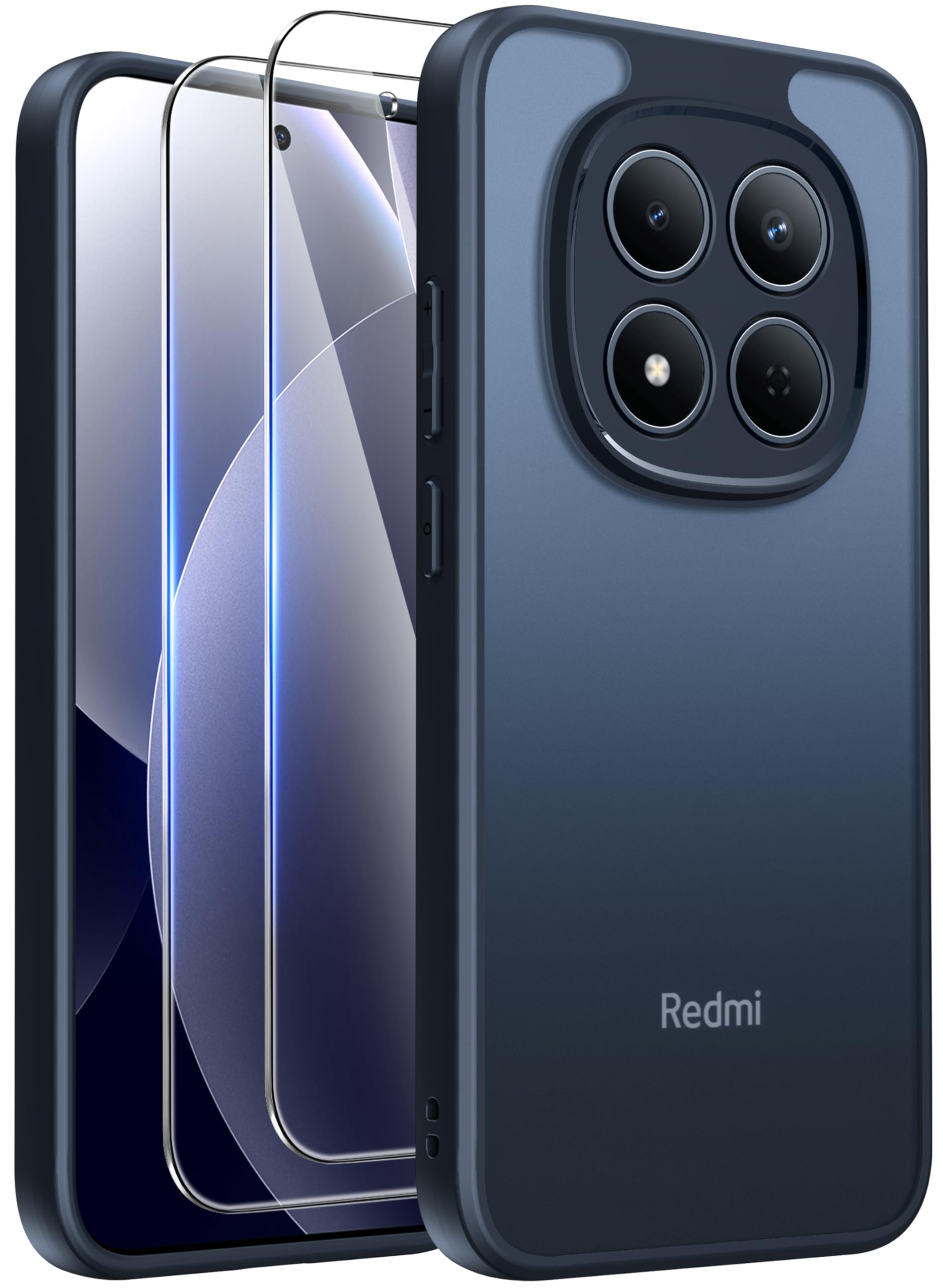 FLLAO Matt Handyhülle für Xiaomi Redmi Note 15 Pro 5G Hülle (Nicht für 4G) und 2 Schutzfolie, [Militärnorm Schutz] Stoßfest PC Rückseite TPU Bumper Hülle für Redmi Note 15 Pro 5G 6,83