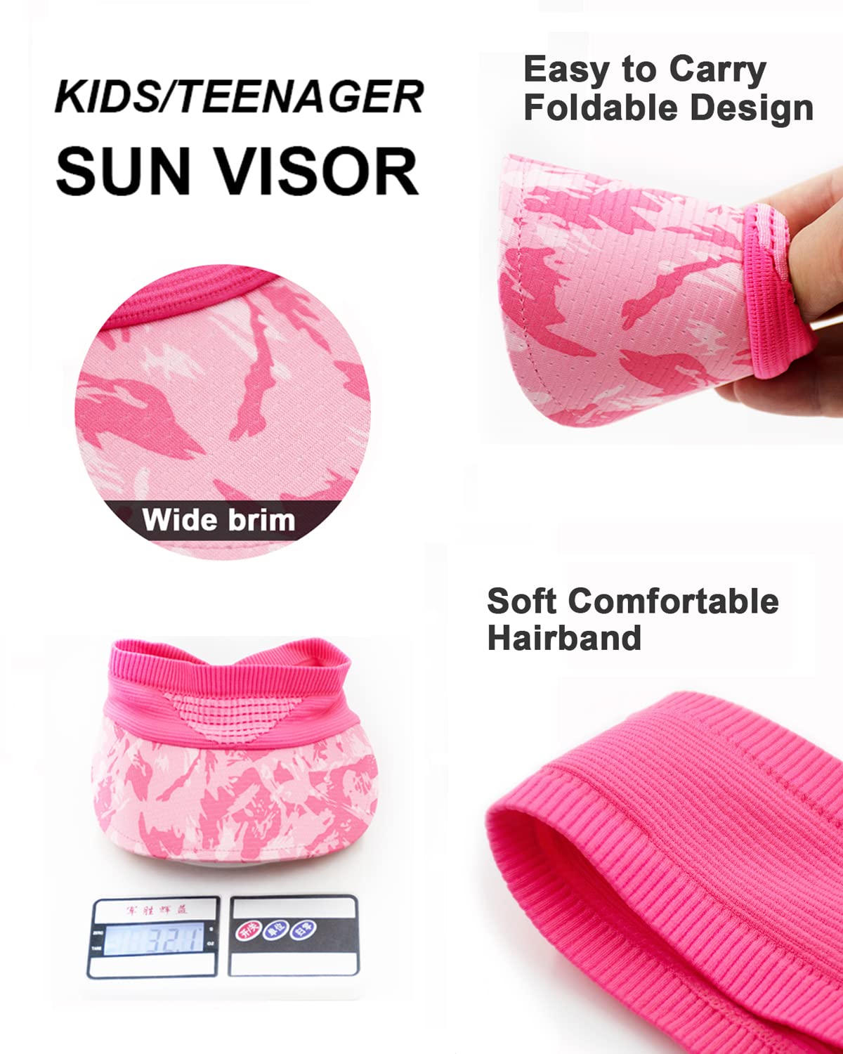 WRELS Cappello da sole con visiera, per bambini, donne, uomini, regolabile, ripiegabile, con fascia antisudore (46-60 cm)