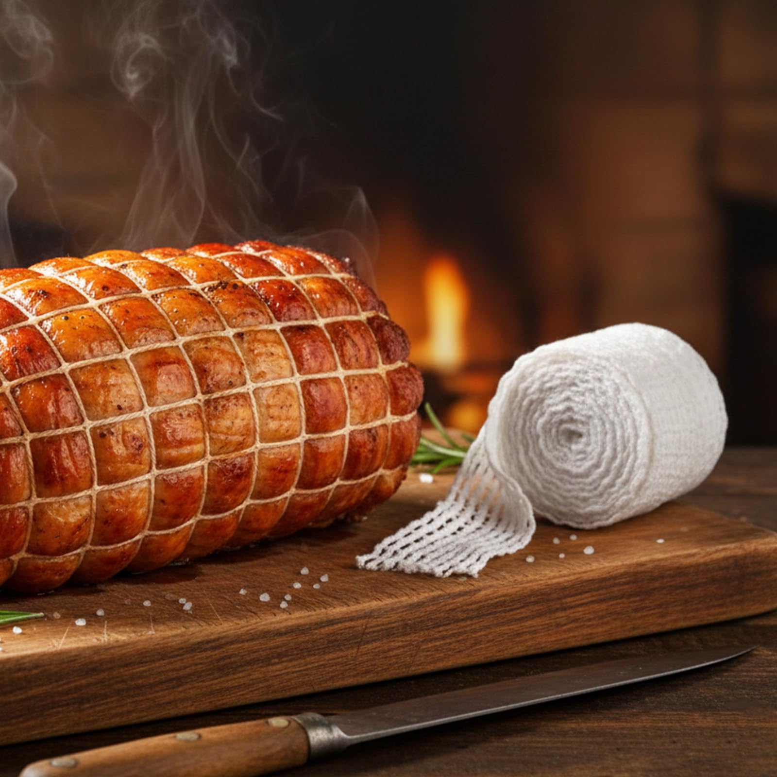JJUNW Rollbratennetz, Schinkennetz zum Räuchern 16 Löcher Fleischnetz Elastisches 118zoll Rouladennetz Bratennetz Kaliber zum Aufbewahren Aufhängen Backen Kochen Schinken Fleischwurst