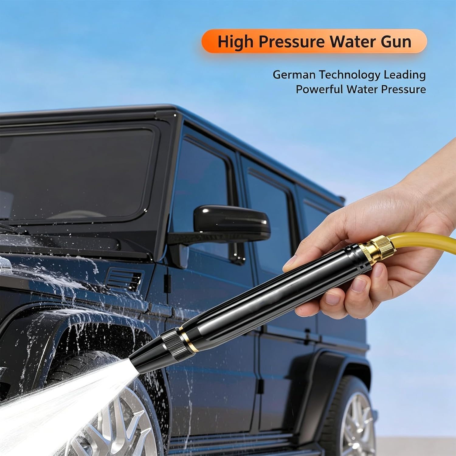 Metal and Hose Nozzle Including 3 Quick Adapters for Better Results Car Wash Water