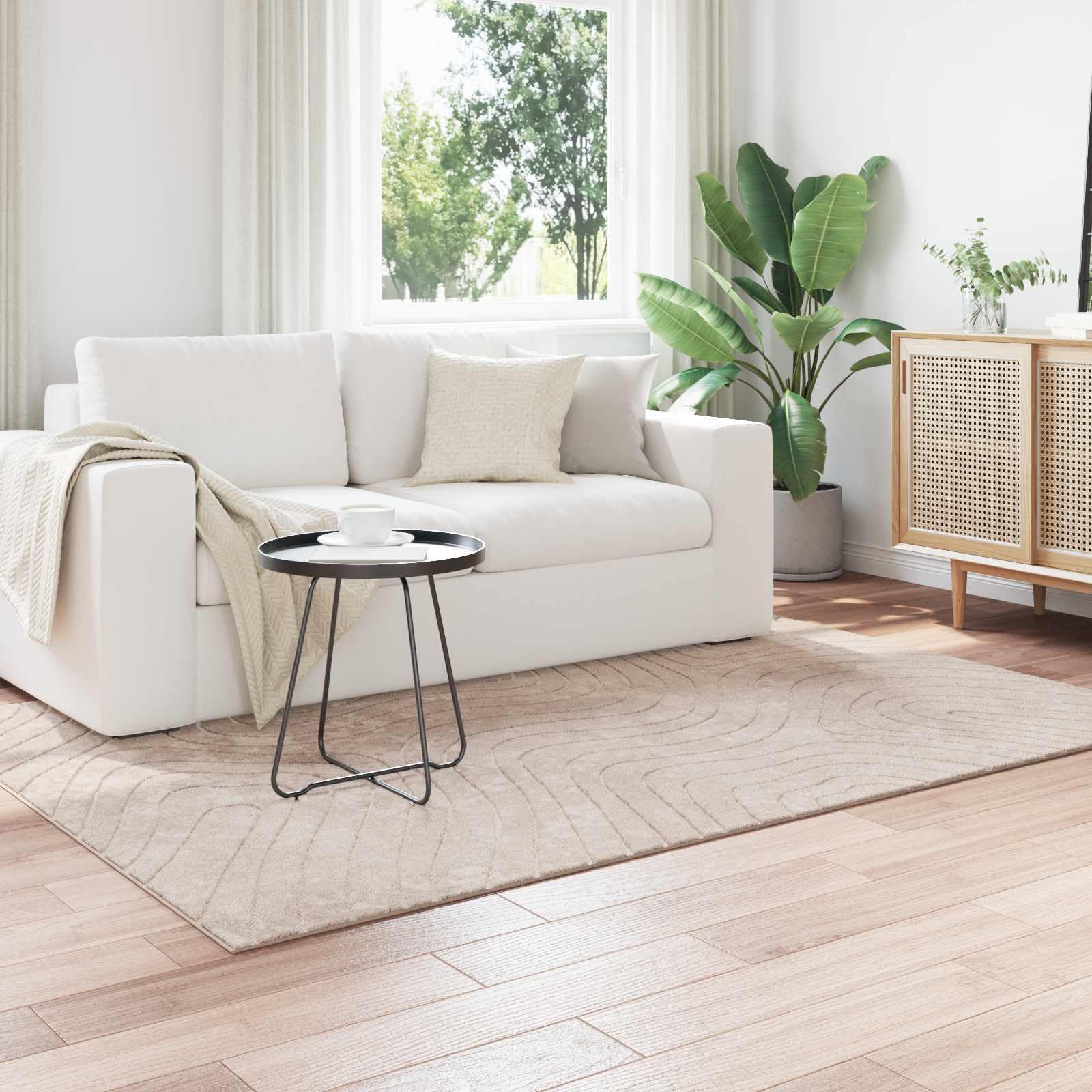 Tapis facile d'entretien Palmeras beige 120x170 cm lavable pour régler les bruits