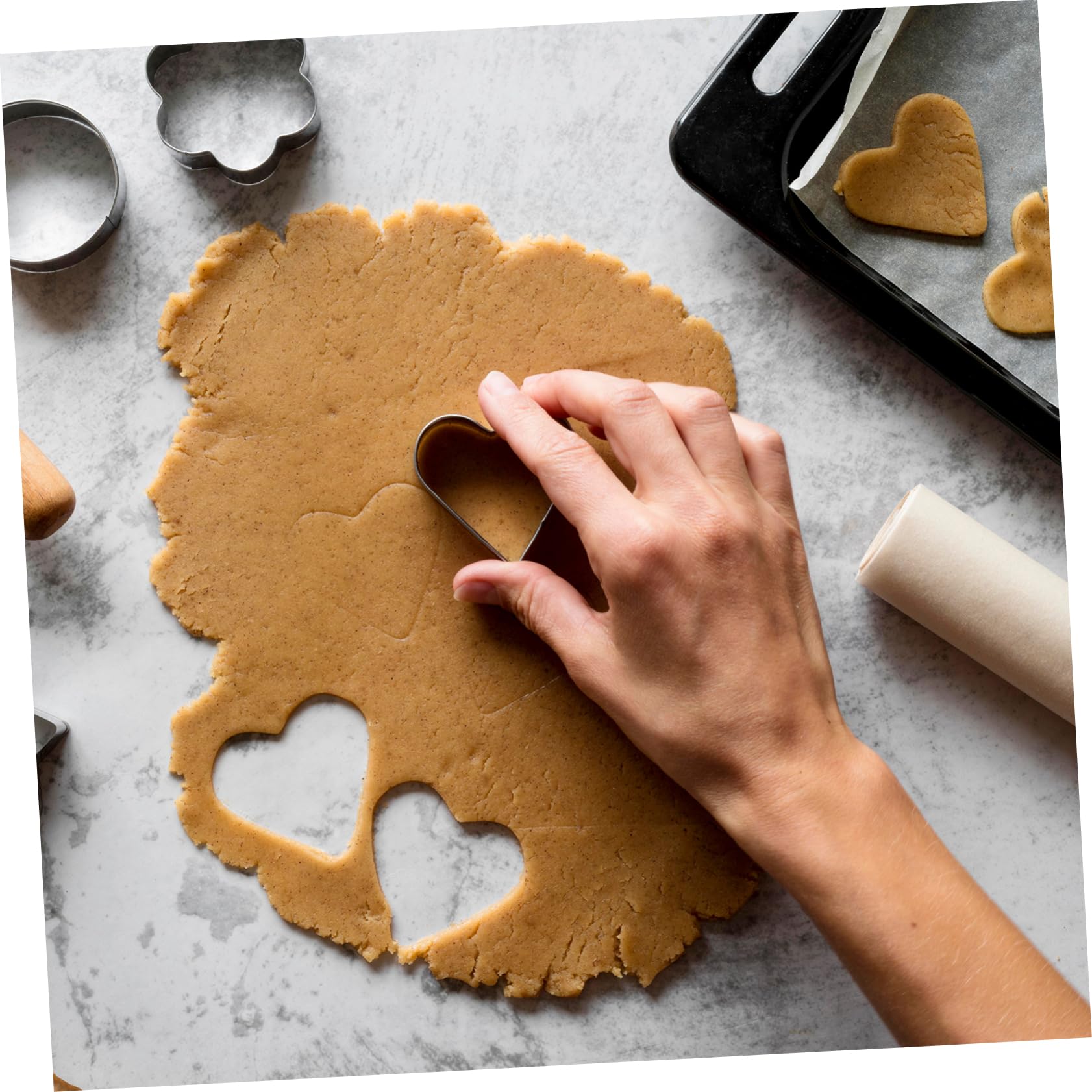 5 Ensembles Emporte Acier Inoxydable pour Biscuits avec Boîte de Rangement Outils de Pâtisserie pour Gâteaux Anniversaire et Mariage Moules Formes Variées