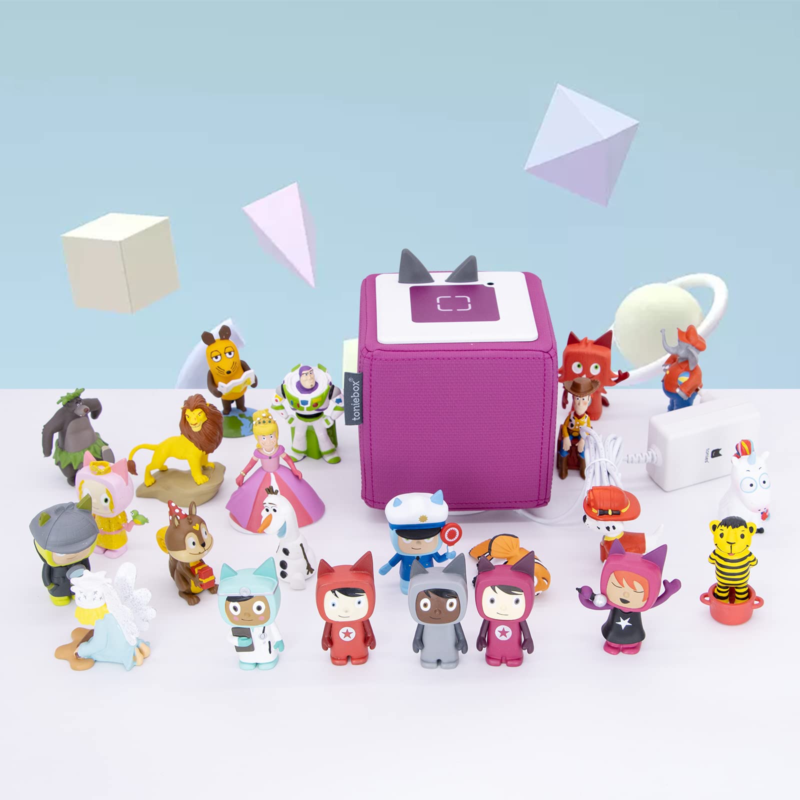 Chedin Borsa bagagli per bambini, molto spazio per Toniebox, statuette di tigre, pellicola per il trasporto, personaggi musicali, caricatore, cuffie, Tigercard ideale per Tonie Starter set (grigio