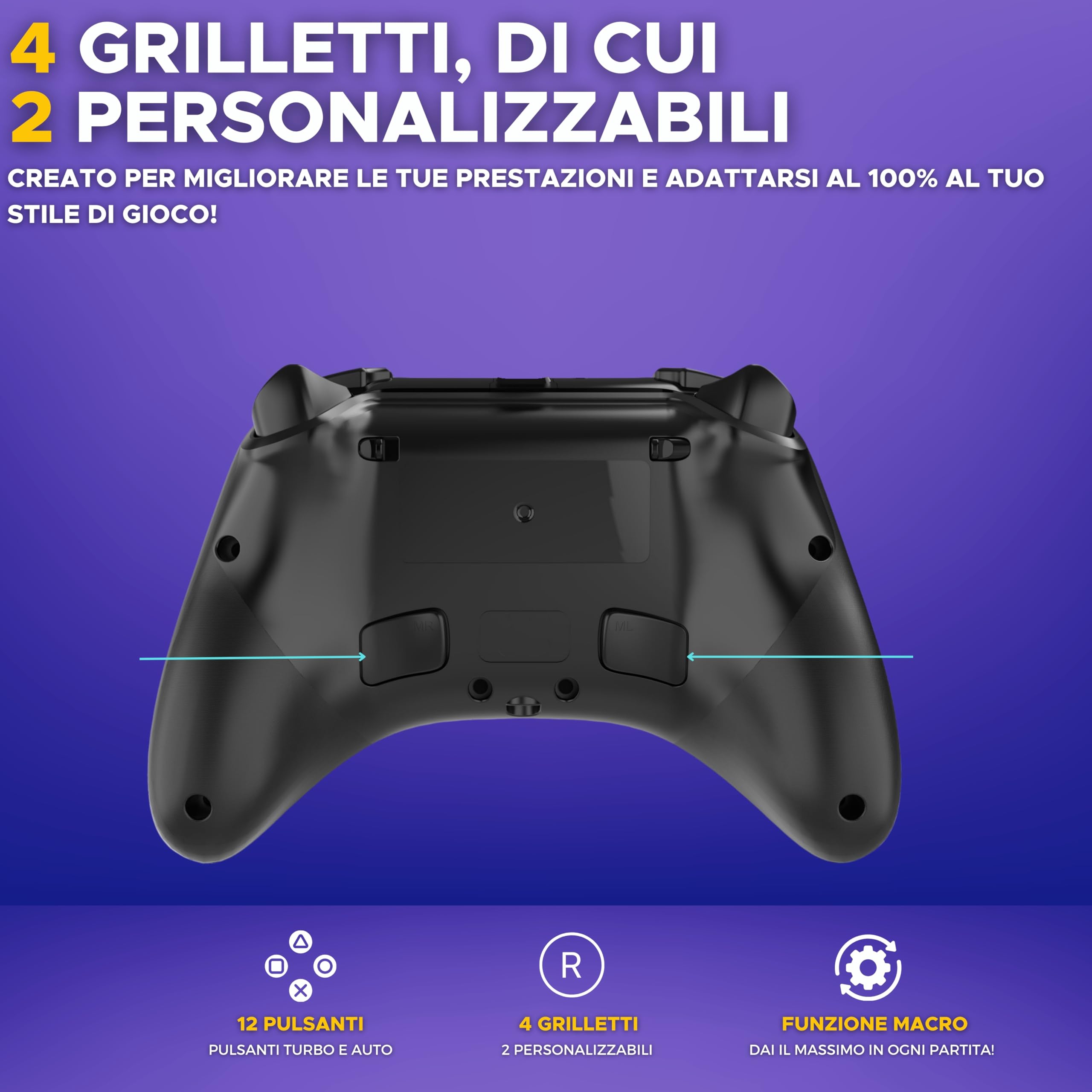 The G-Lab – K-Pad Helium WL – Controller PC Wireless Ricaricabile – 2.4 GHz, Vibrazioni Regolabili, 12 Pulsanti, 4 Grilletti (2 Programmabili), Modalità Turbo, Macro, Compatibile Windows 10/11 e PS3