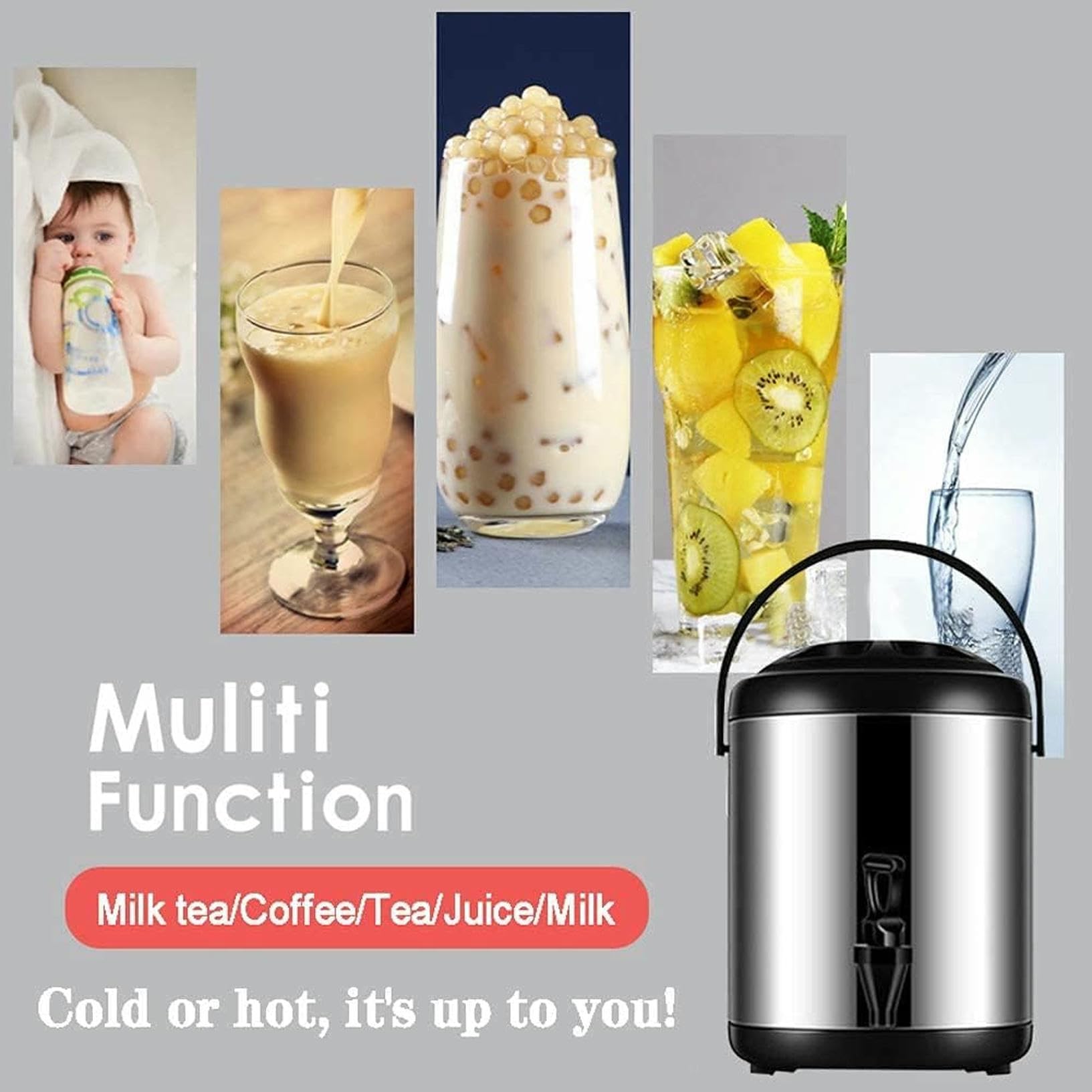 Cubo de té con Leche isotérmico Comercial de Acero Inoxidable, Barril isotérmico para cafeterías, para Que los Clientes beban.