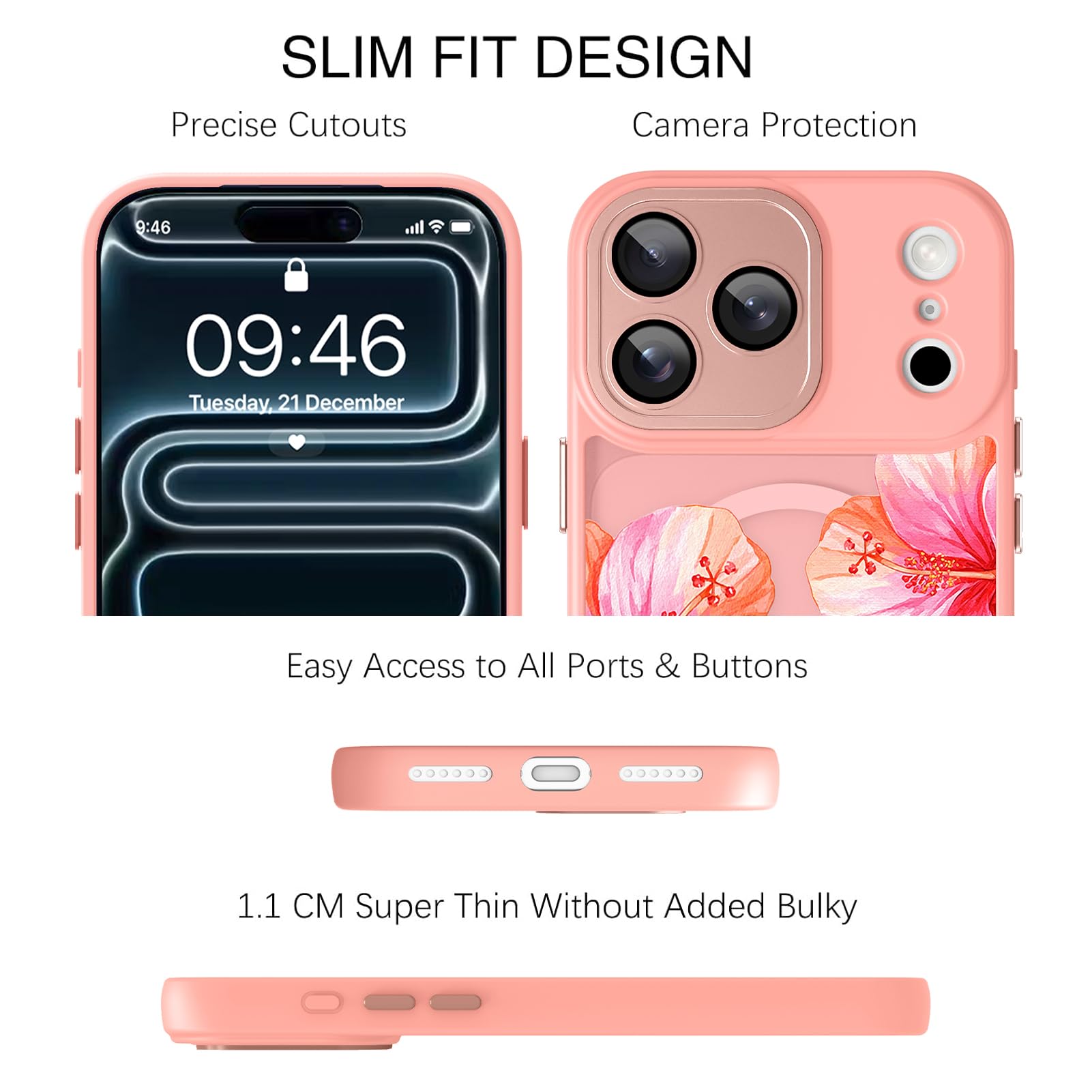 TEAUGHT Compatibile con iPhone 17 Pro Max Custodia con motivo floreale