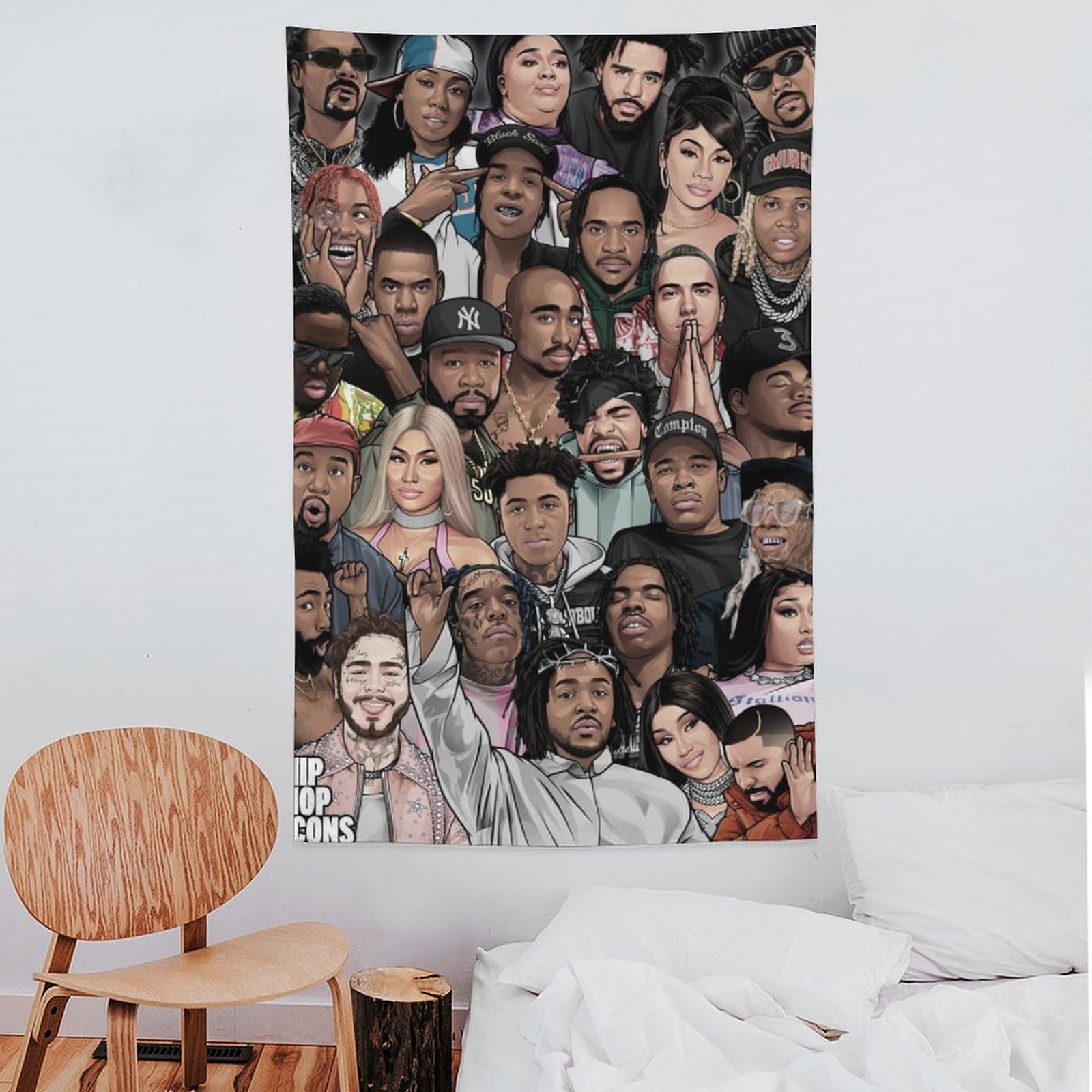 Poster da parete con cantante rap hip hop e stelle (32), decorazione artistica da parete, per soggiorno, camera da letto, 152,4 x 228,6 cm