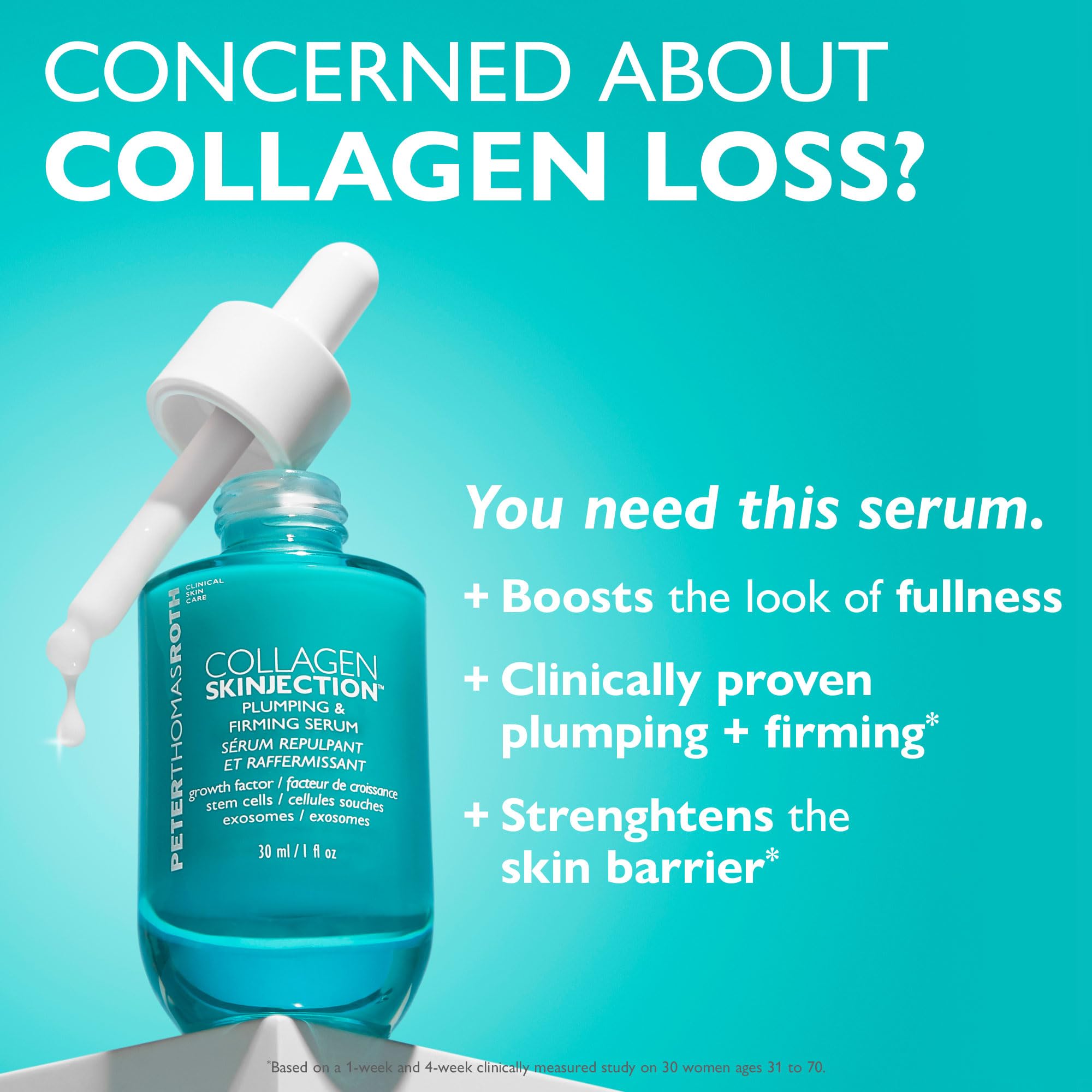 Peter Thomas Roth | Collagen Skinjection™ Plumping & Firming Serum | Skin Barrier Serum, Exosome Serum For Face, Collagen Peptides Serum