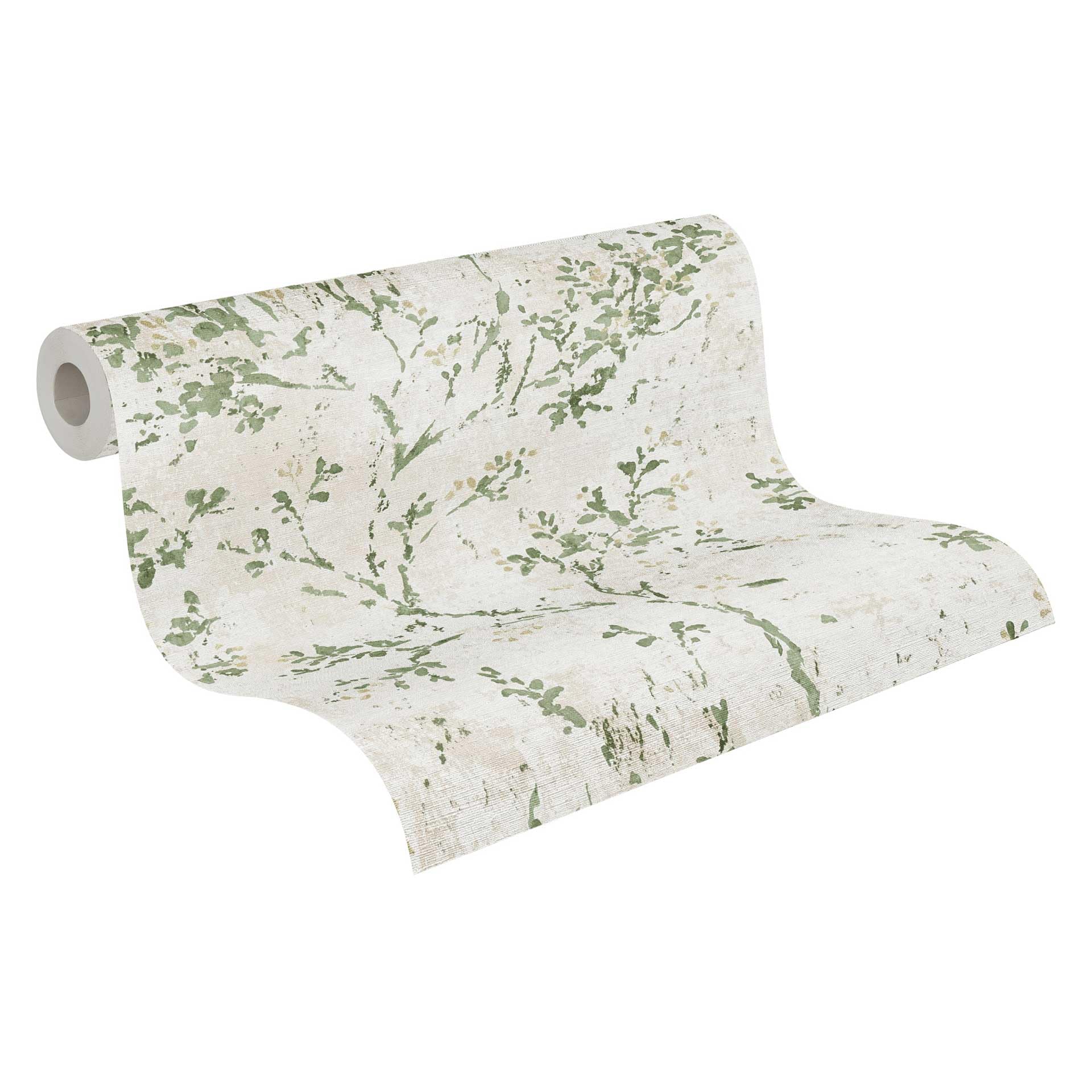 Livingwalls papel pintado no tejido con motivo botánico en crema, verde, beige – papel pintado floral 10,05 x 0,53 m – 396504