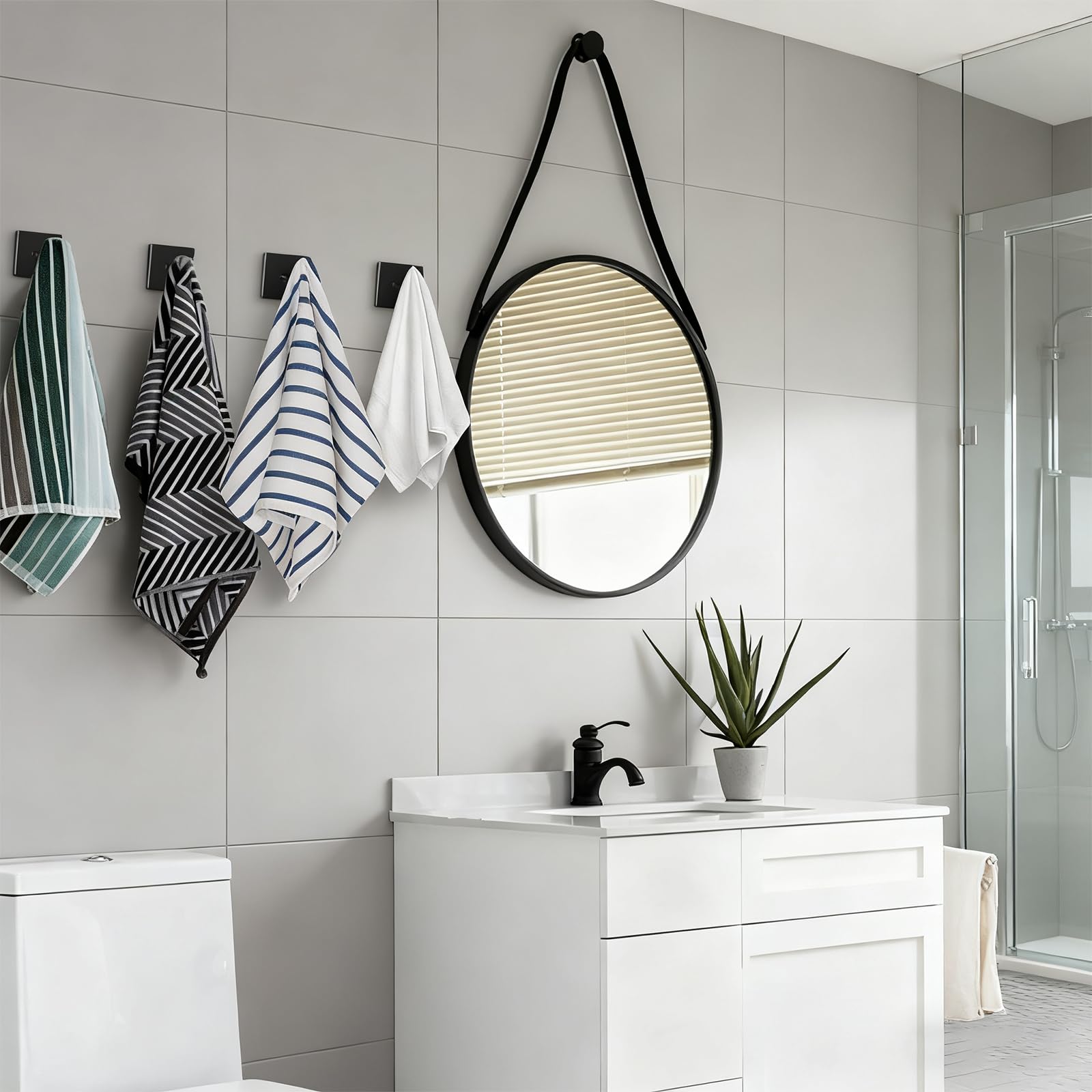TIANLIN 3 Piezas Colgador Toalla Baño, Ganchos Pared de Acero Inoxidable Negro, Colgador Cuadrado para Baño, Cocina y Dormitorio