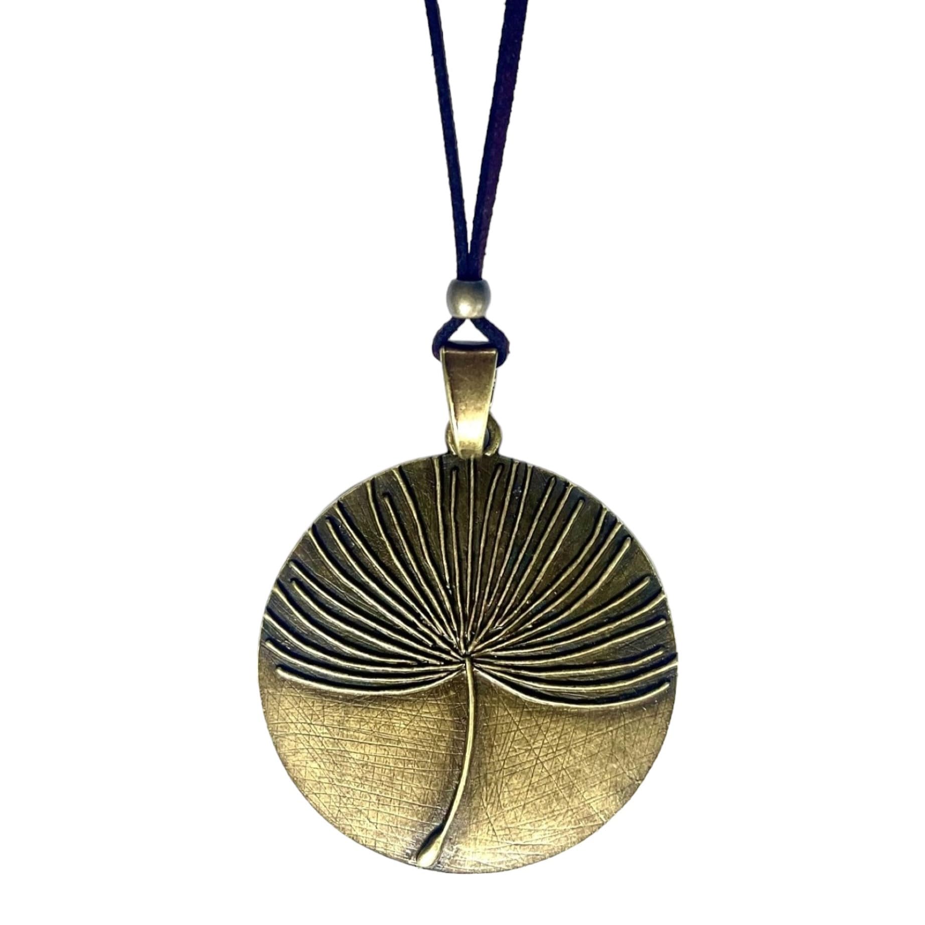 ASTER ALHELÍ Colgante Mujer Diente de León en Zamak Bronce - Collar Largo con Altura Ajustable - Colgante Grande Amuleto de Protección Perfecto para Regalo (Bronce)