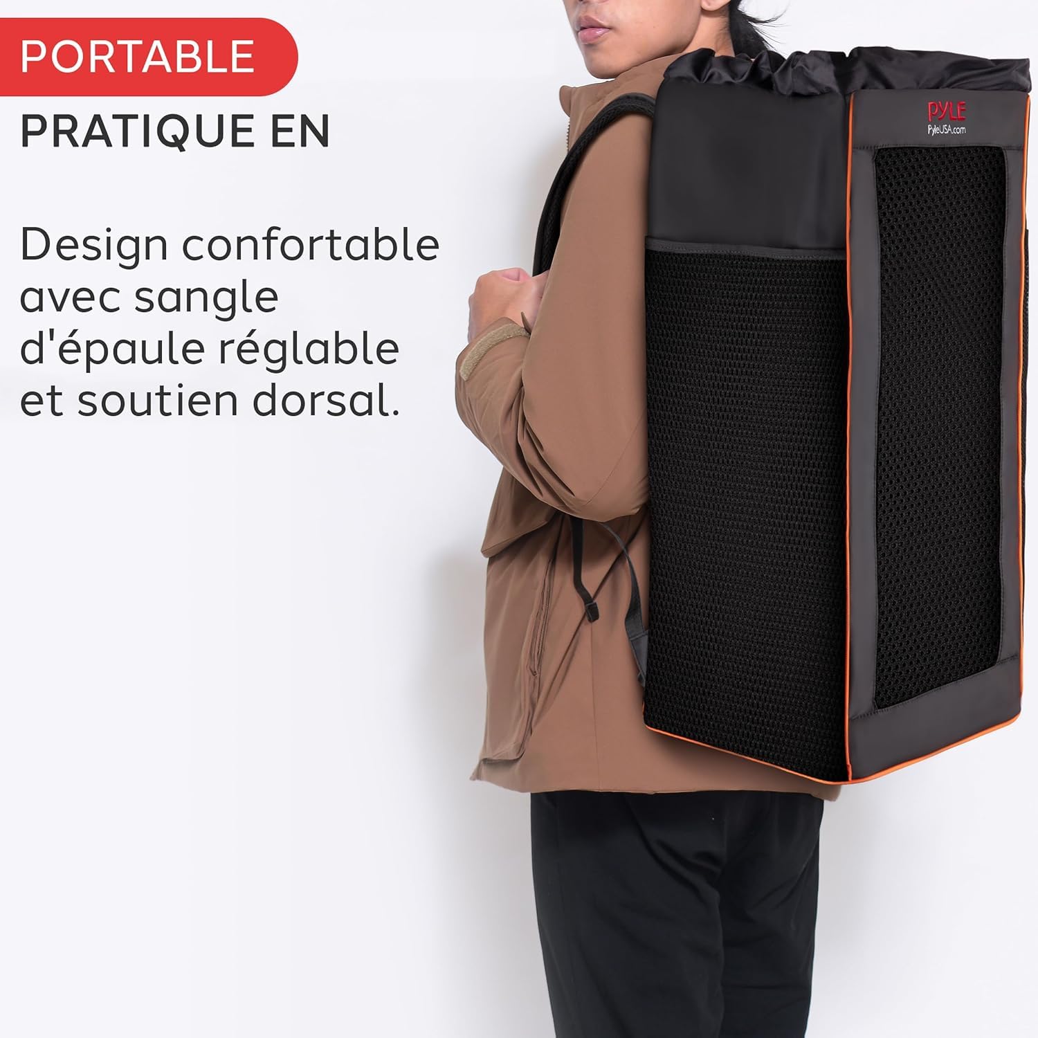 Pyle Housse Étanche pour Enceinte Bluetooth – Sac à Dos de Transport Anti-Déchirure avec Poches Latérales, Bretelles Réglables et Cordon de Serrage