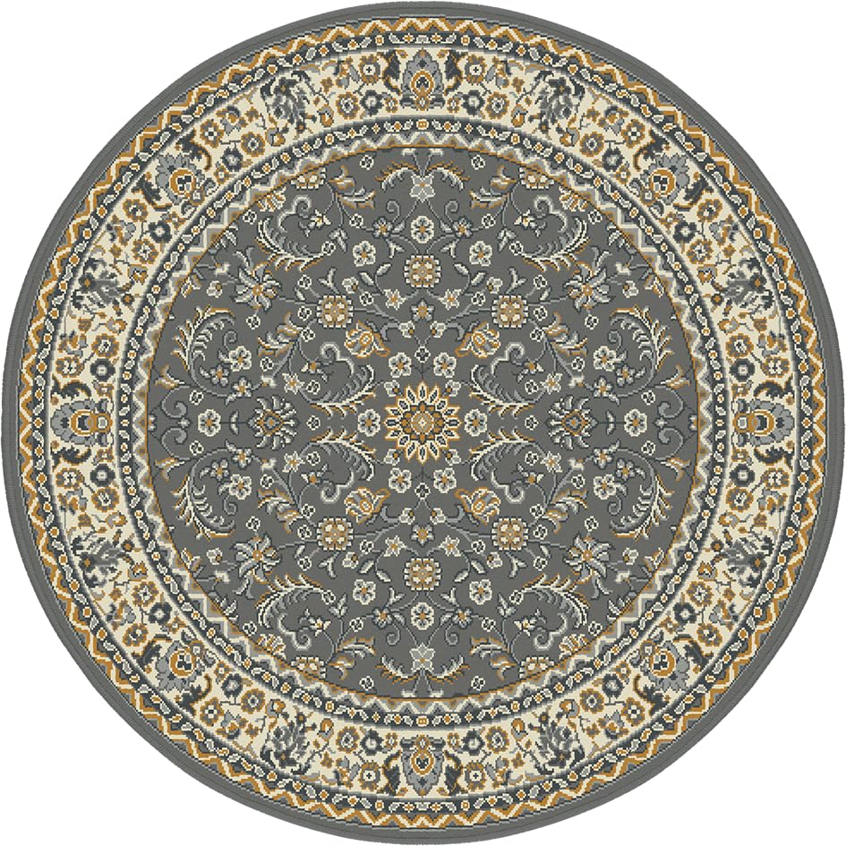 SrS Rugsยฎ Round Circle Large Small Living Room Mat Rug 13 Designs 3 Sizes (Classical Grey, 160cm Round Shape)