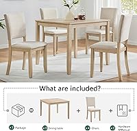 Vista 7 de Harper & Bright Designs Modern 5-Piece Wooden Dining Table Set for 4 - Small Space 34.5" Square Kitchen Table & Upholstered Seats Chairs,Compact