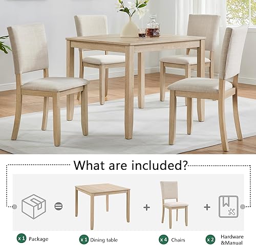 Miniatura 7 de Harper & Bright Designs Modern 5-Piece Wooden Dining Table Set for 4 - Small Space 34.5" Square Kitchen Table & Upholstered Seats Chairs,Compact