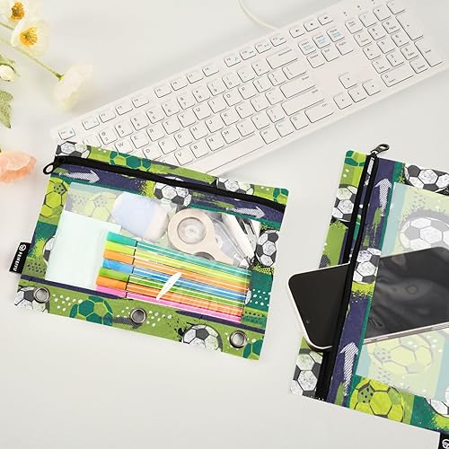 Miniatura 10 de Estuche para lápices de camuflaje azul marino con bandera estadounidense para carpeta de 3 anillas, 2 bolsas para lápices con bolsillo con