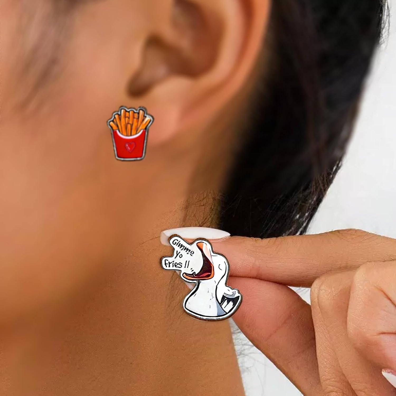 Earrings for Women Cute 3D Shaped Wood Stud Earring Fries Hypoallergenic Jewelry Funny Gifts Valentine's Day Birthday Gifts for Women,Mom,Her,Friends,Wife,Daughter,Sister - Image 5