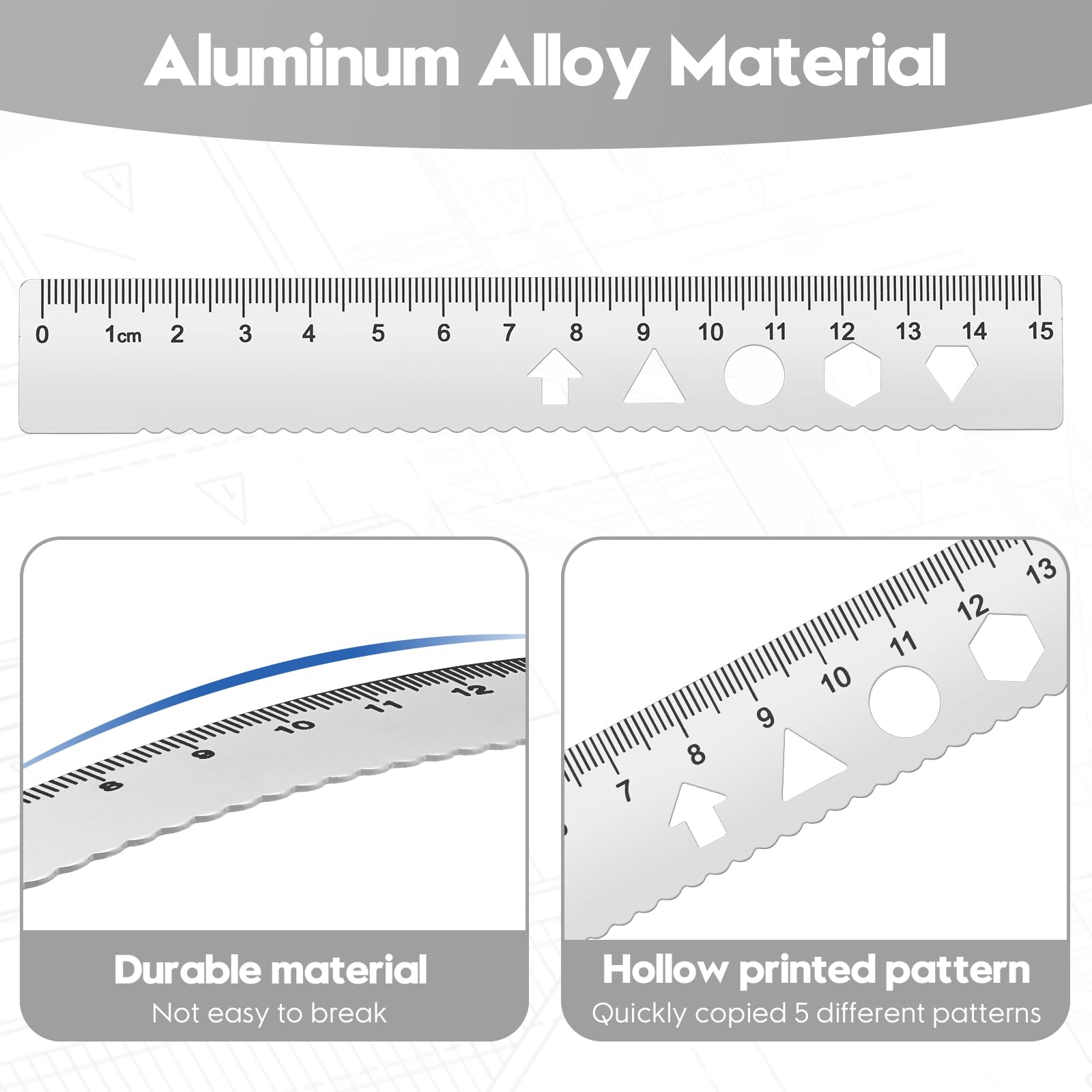 Small Metal Ruller Drafting Tool Set 4 PCS Metal Ruler Set - , Protractor & Square ...