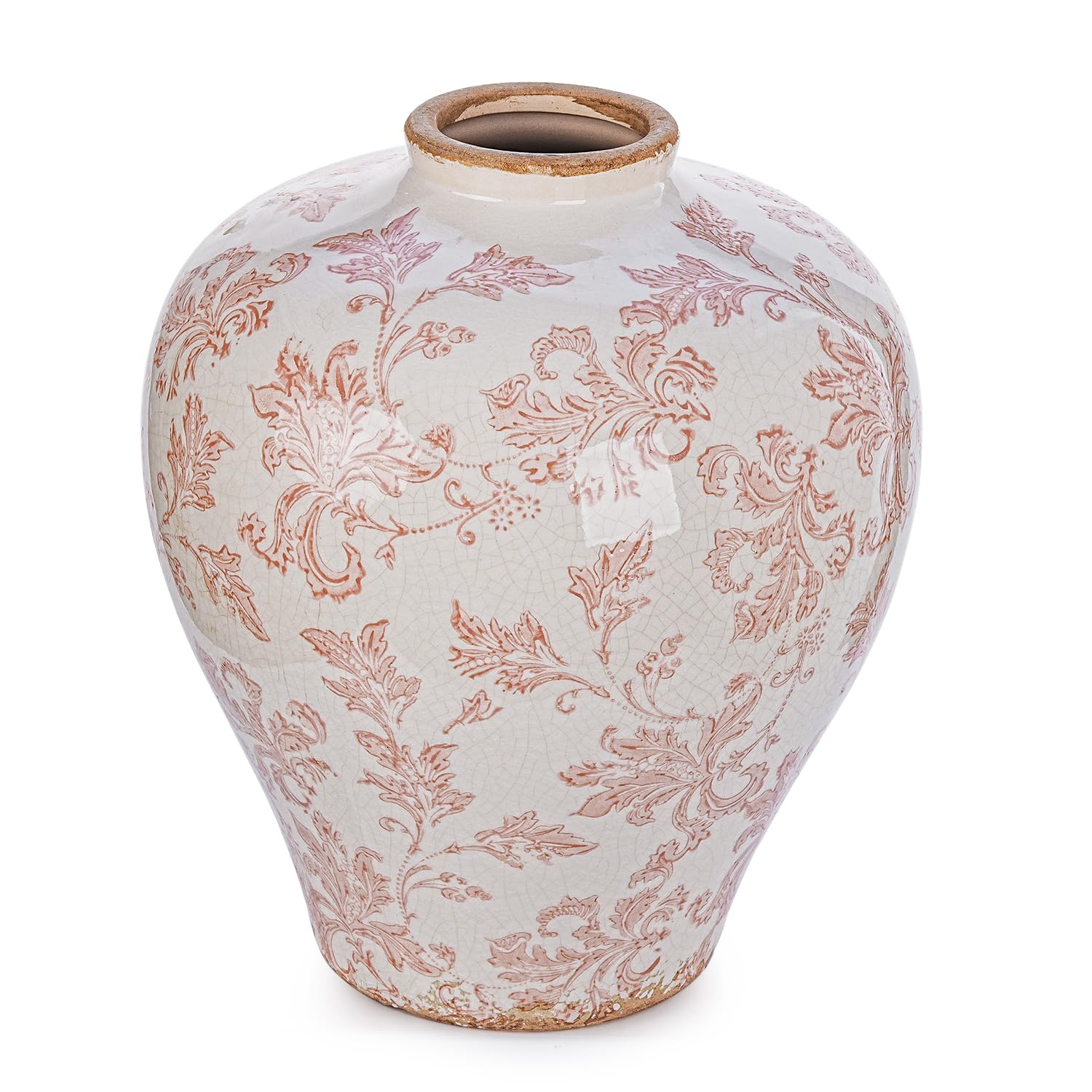 Sungmor Vaso da fiori vintage in ceramica, 24 cm, rosa