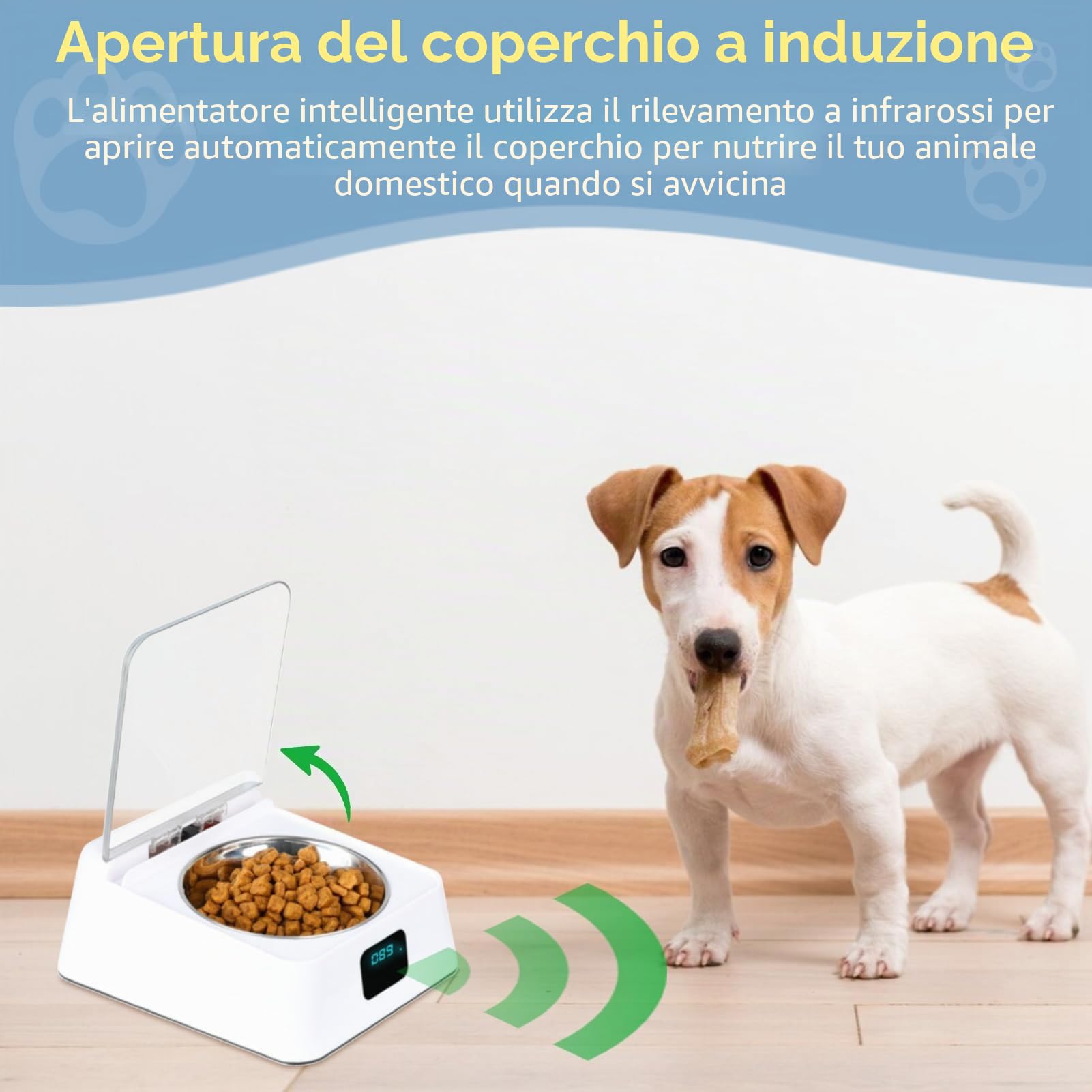Mangiatoia Automatica Per Gatti, Distributore di Alimenti Per Animali Domestici con Apertura a Induzione da 350 Ml Alimentatore Automatico Per Animali Domestici Per Cani Gatti