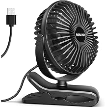 BESKAR Small Clip on Fan, 3 Speeds USB Fans with Strong Airflow, Clip &amp; Desk Fans USB Plug in with Sturdy Clamp - Ultra Quiet operation for Office Dorm Bedroom Stroller