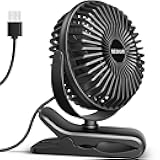 BESKAR Small Clip on Fan, 3 Speeds USB Fans with Strong Airflow, Clip & Desk Fans USB Plug in with Sturdy Clamp - Ultra Quiet operation for Office Dorm Bedroom Stroller
