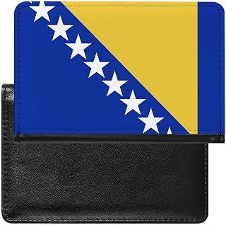 Bosnia and Herzegovina Flag Passport Protector-Travel Multifunctional Passport Holder Case, Passport Card Slot ID Case