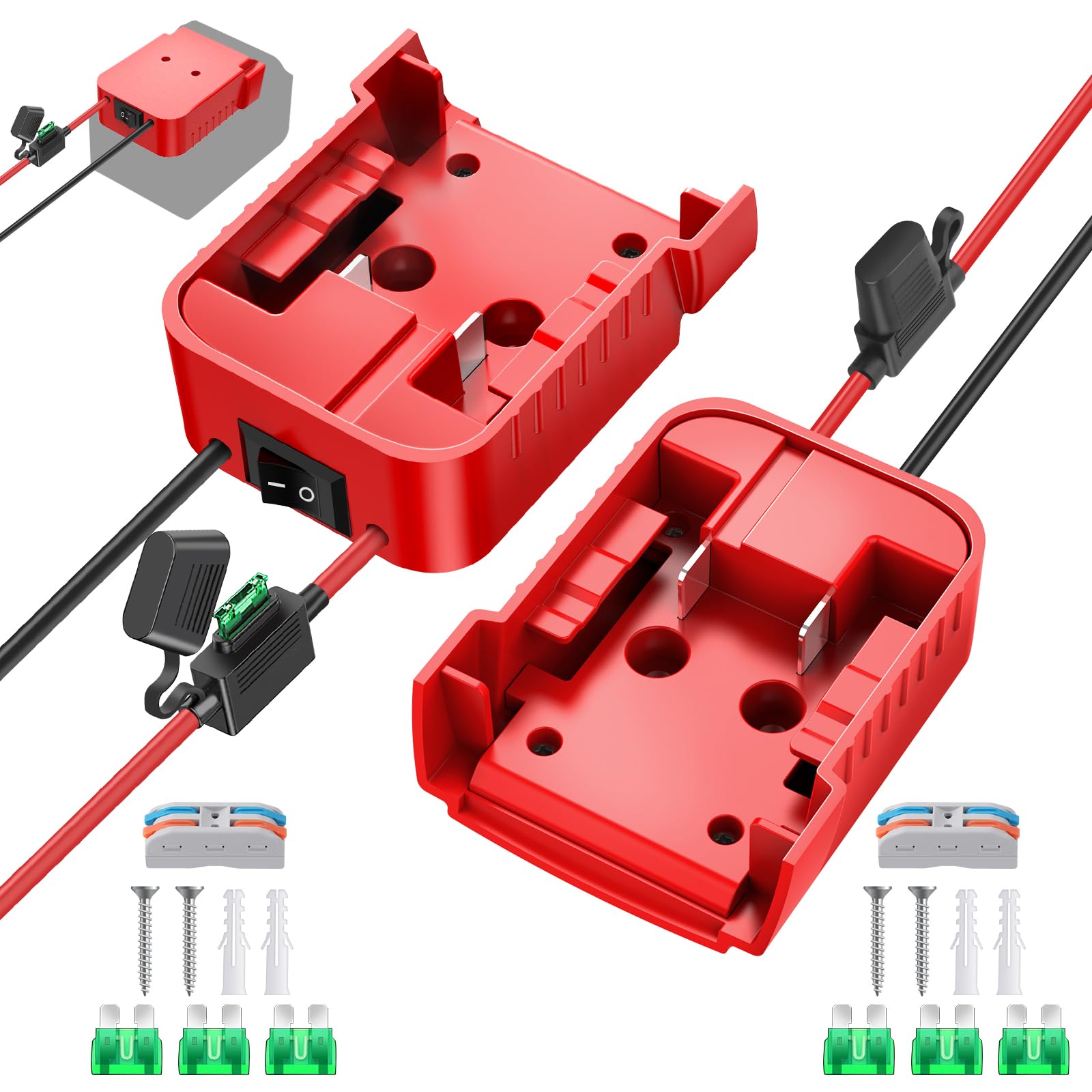 Paquete de 2 adaptadores de 18 V compatibles con batería Milwaukee M18 para adaptador de batería de rueda eléctrica, herramienta eléctrica, coche de juguete RC DIY, kit de conversión de conector de