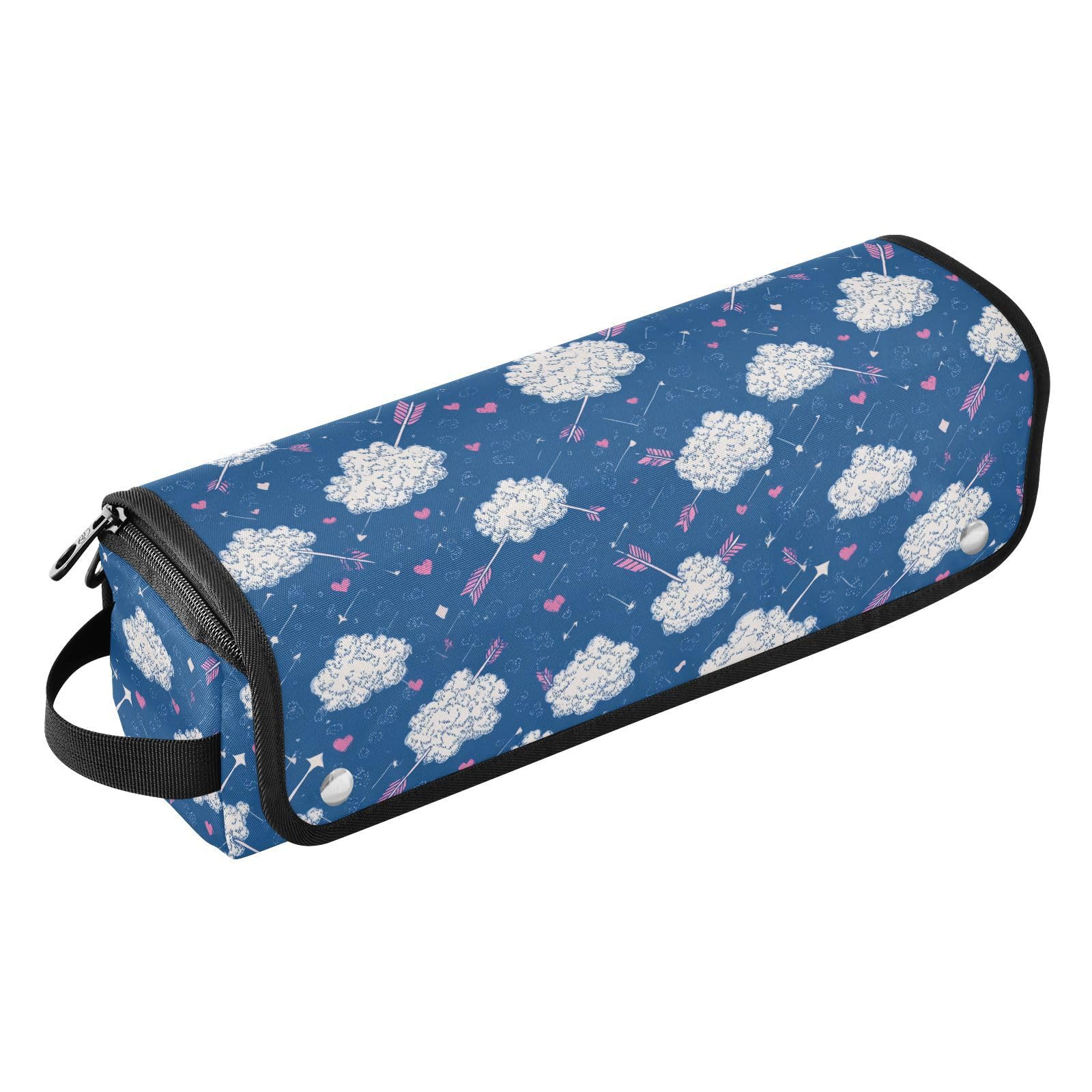 Cloud Arrow Navy Hair Tools Bag for Straightener Flat Iron Curling Iron Hair Dryer& Styling Accessories Portable Tool Organizer Women Travel Essentials Heat Resistant Mat Large Capacity Wide-Open-picture-12