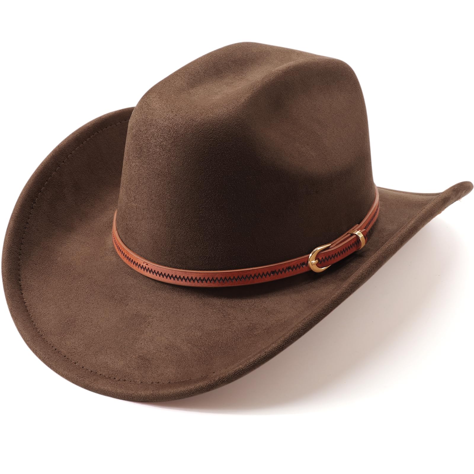 Brown Western Cowboy Hats for Women Men Classic Felt Fedora Cowgirl