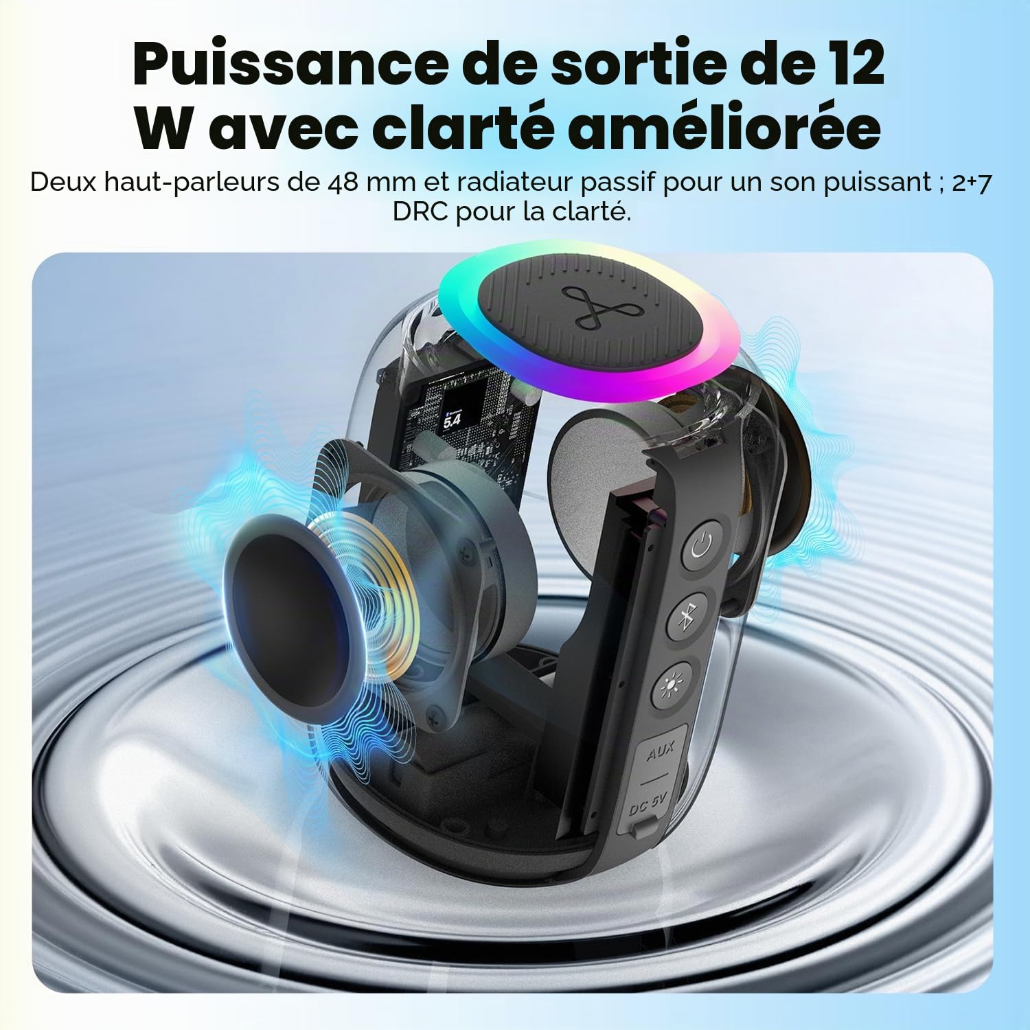 Tribit StormBox Mini+ Enceinte Bluetooth Portable, Son Surround 360°