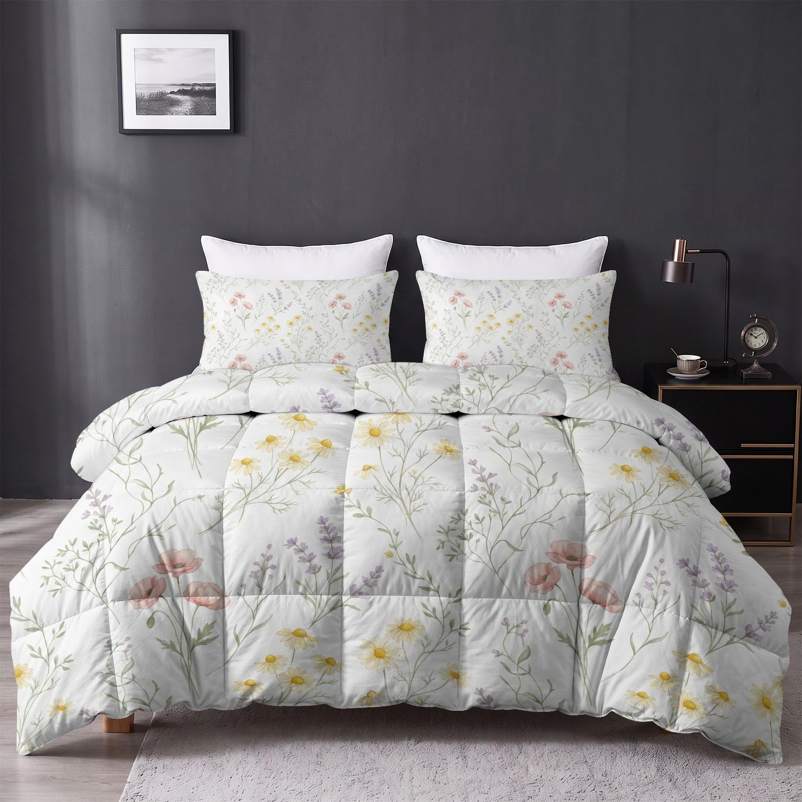 Einfach Wildblumen Blätter Bettdecke Ohne Bezug 220x240 cm Ganzjahresdecke