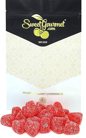 SweetGourmet Valentine Sour Cherry Hearts | Bulk Jelly Candy | 1 Pound