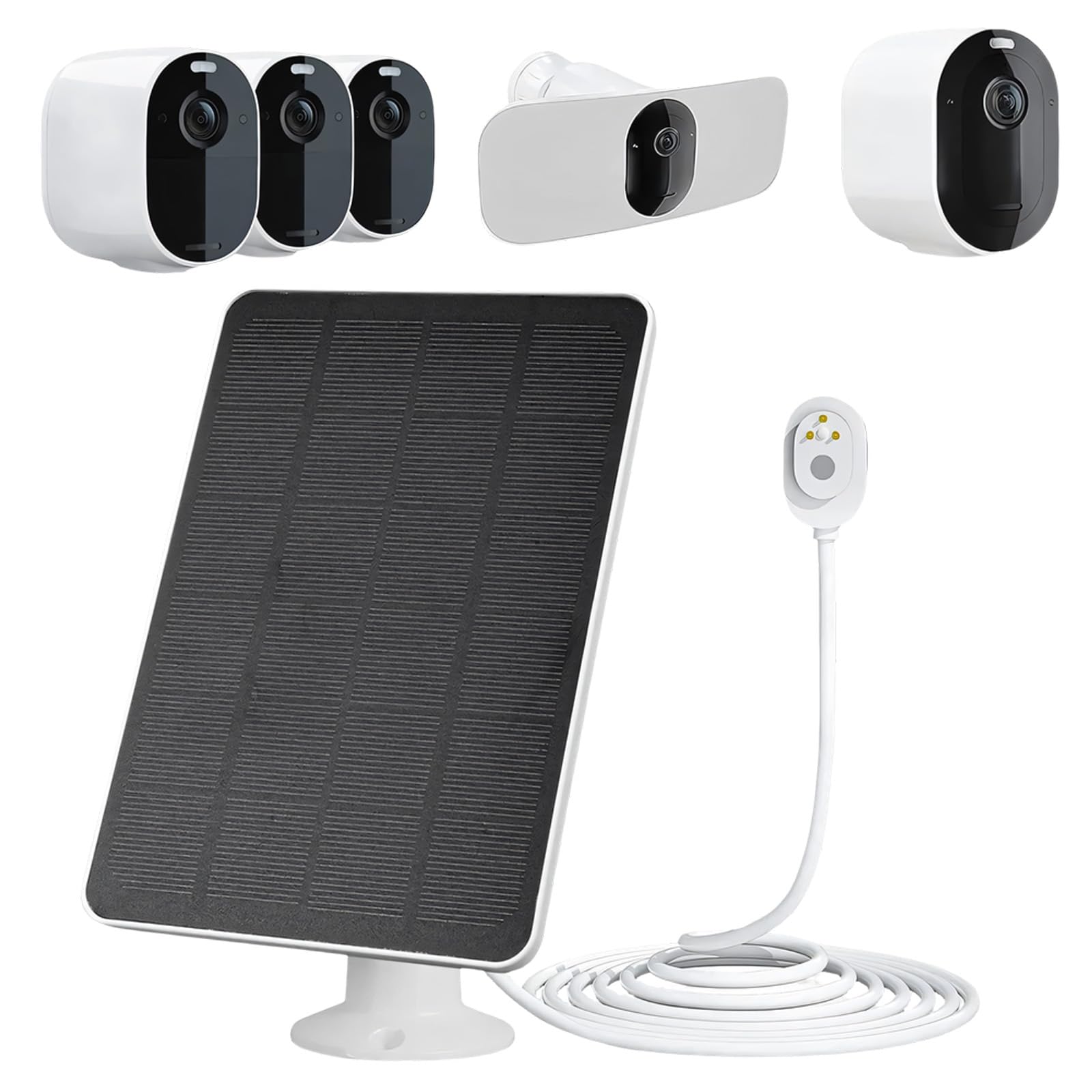 Kaeltsyn White Solar Panel Charging Device For Cameras Weather Resistant Abs Construction Outdoor Camera Energy Supply Continuous Power Solar Panel