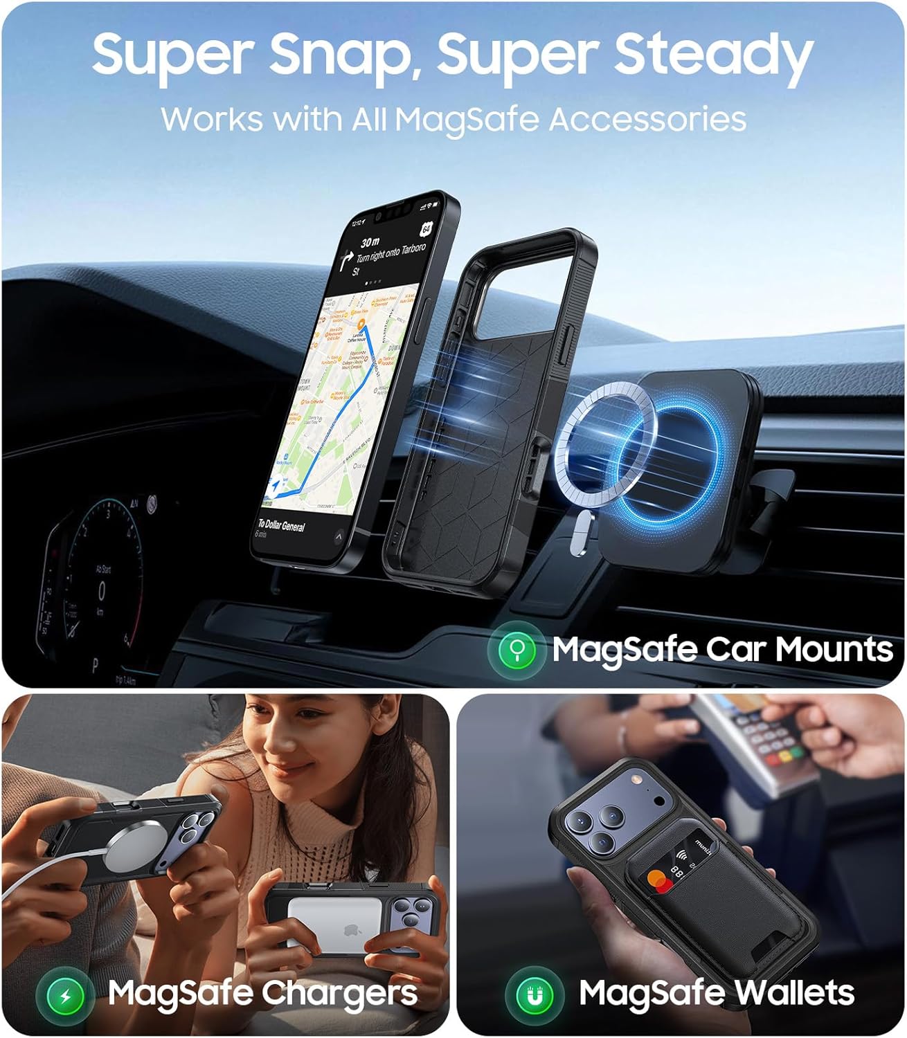 Magnetic for iPhone 17 Pro Max Case Military-Grade Shockproof, Rugged Phone Case, Heavy Duty Protection [Compatible with MagSafe] Anti-Fingerprint Cover for iPhone 17 Promax 6.9", Black - Image 5