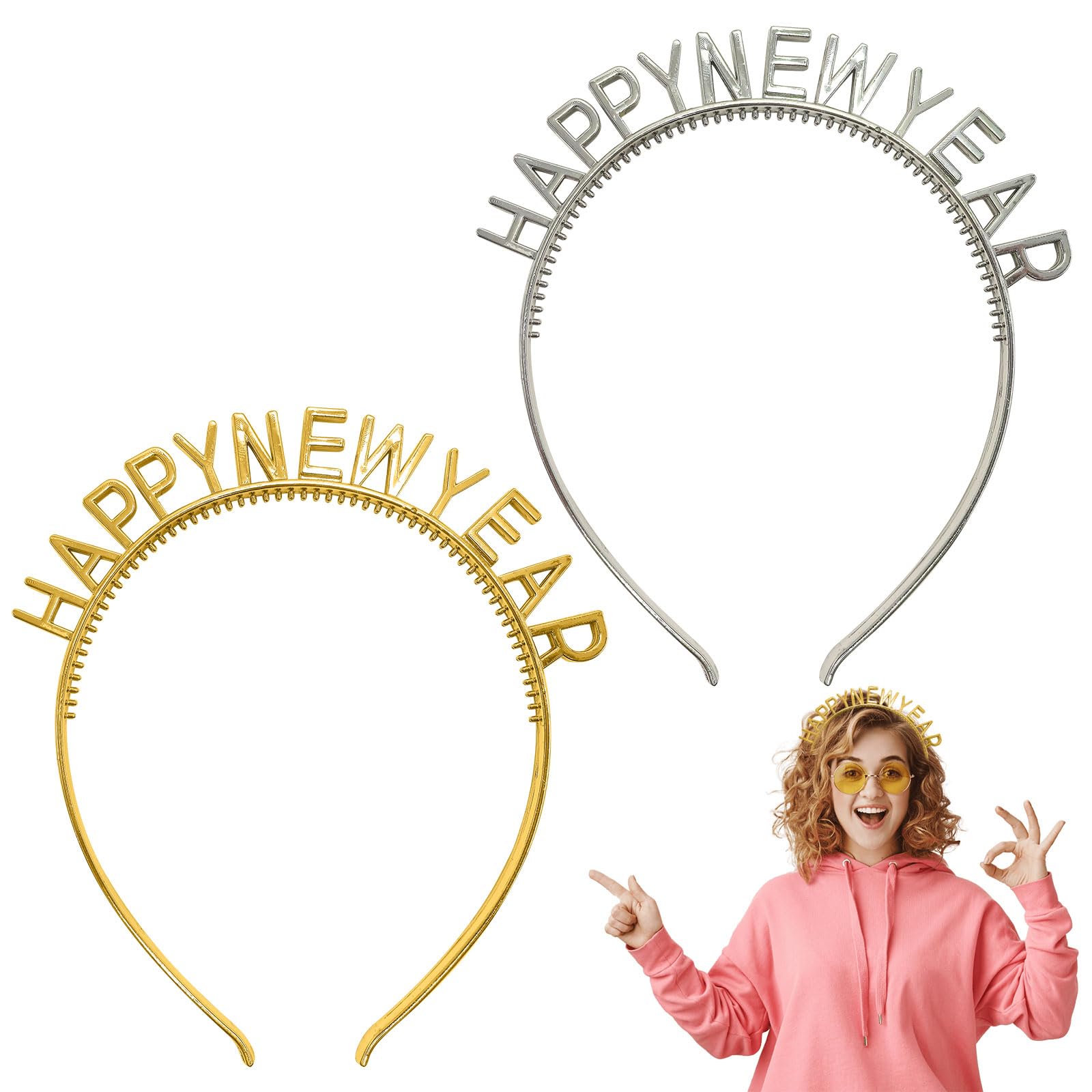 2 Pcs Happy New Year Headband