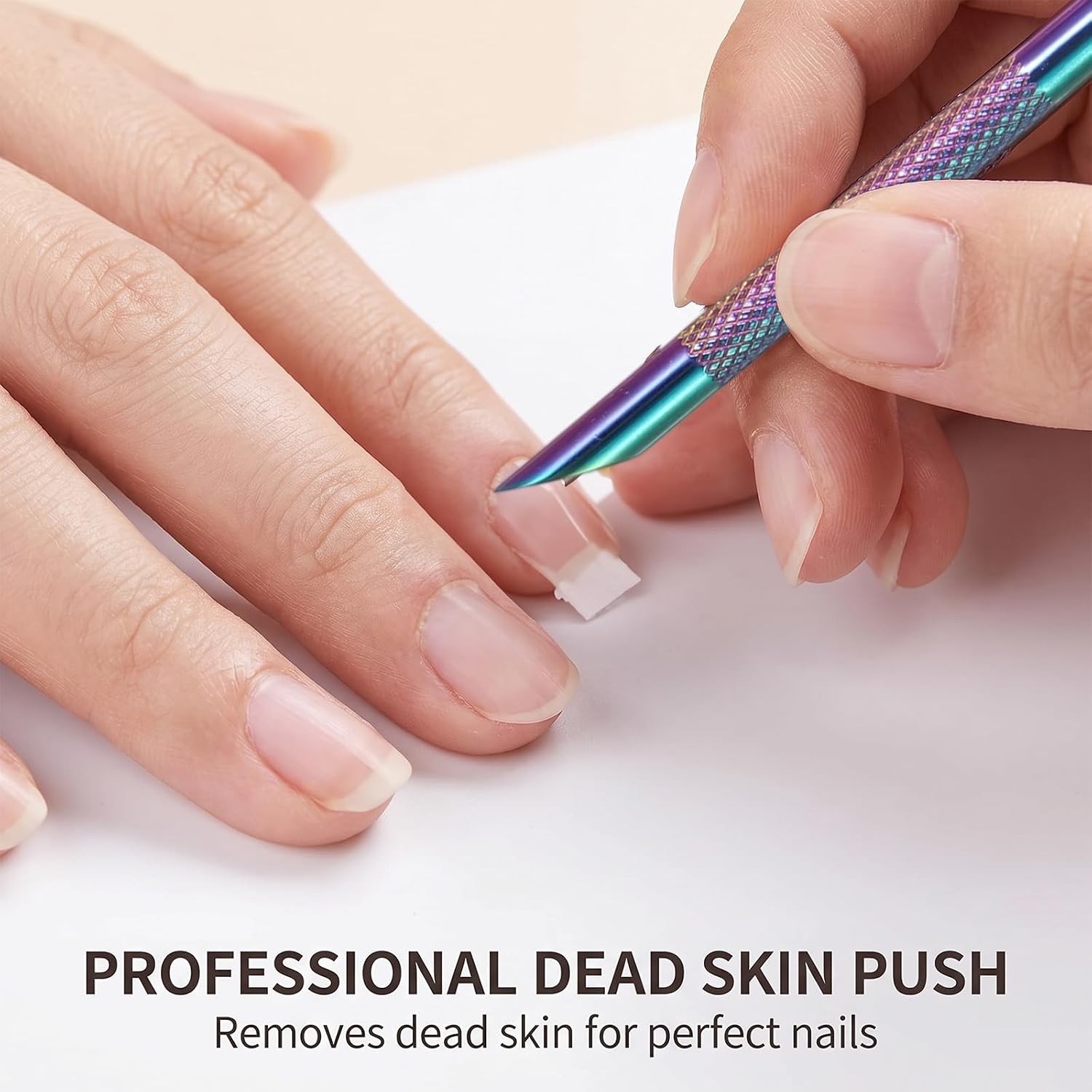 4 Pcs Double Head Cuticles Remover Pusher Cuticle Scraper Pre-treatment Cuticle Pusher with Loop Stainless Steel Cuticles Nail Tool with 100#/240# Grit Nail Files and 1p Storage Bags