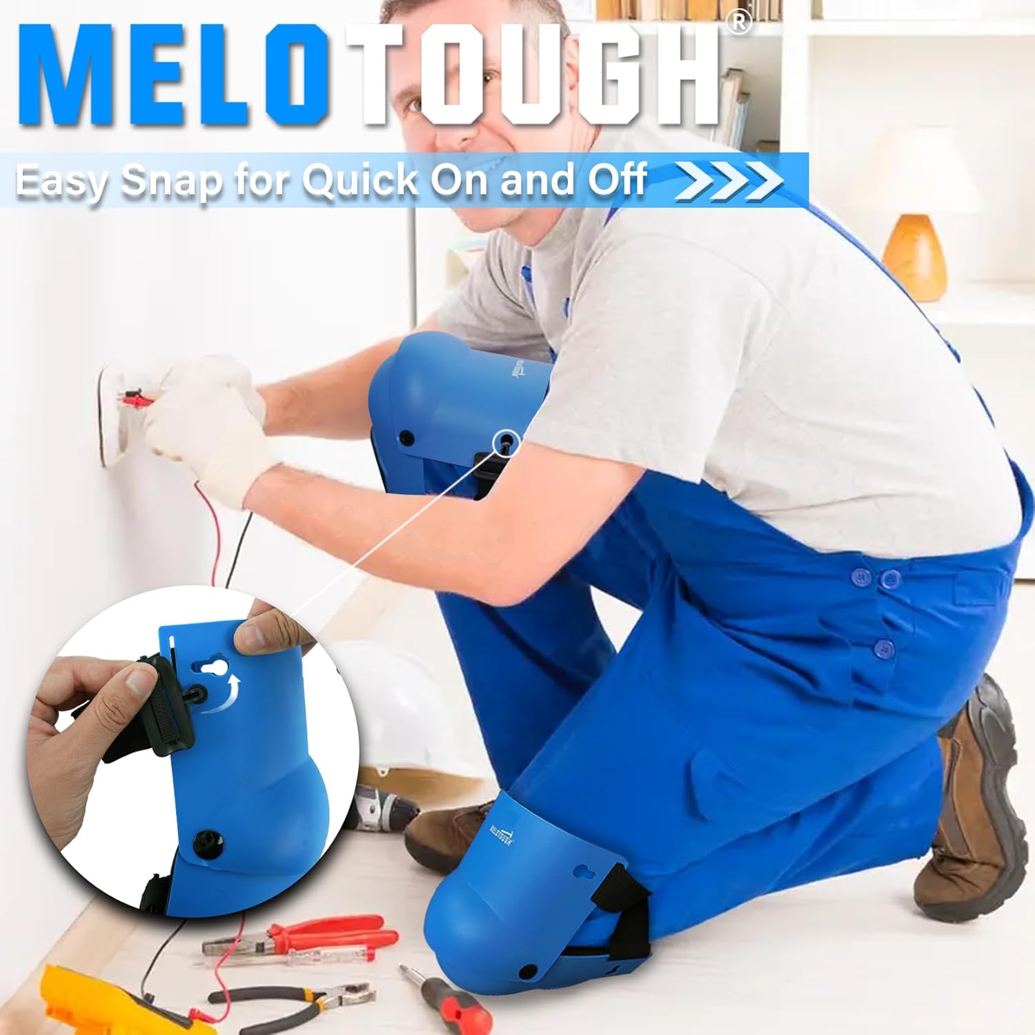 MELOTOUGH Knee Pads for Work,Construction,Flooring,Gardening-Comfortable and Flexible(Black and Blue)