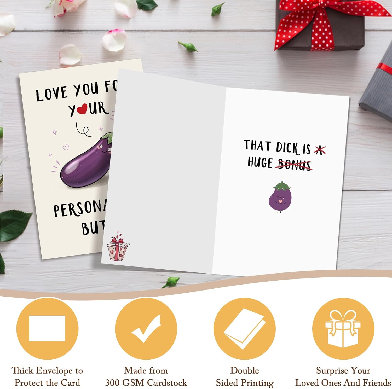 Qiliji Naughty Valentine's Day Card for Husband Boyfriend, Funny Valentine's Day Card for Men, Valentines Gift from Wife Girlfriend, Love You for Your Personality - Image 2