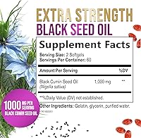 Vista 2 de Aceite de semilla de comino negro, 1000 mg por porción, aceite de semilla negra de Nigella sativa extra fuerte, aceite de semilla negra, piel, salud