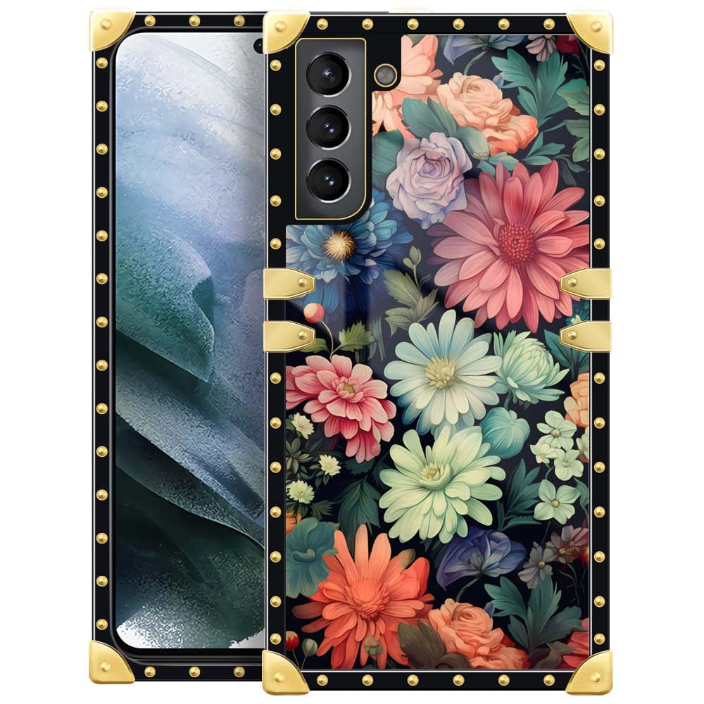 DAIZAG Compatible with Samsung Galaxy S21/S30 Plus Case,Brilliant Flowers Gold Decoration Soft Slim Anti-Scratch ShockproofProtective Case for Samsung