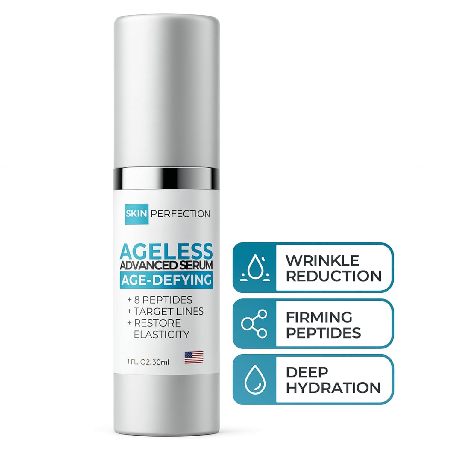 Skin Perfection Ageless Advanced Age-defying Serum Anti-aging Peptides Snap 8 Adipofill Matrixyl Synthe 6 Skin Firm Dipeptide Syn-ake Syn-coll Dmae Haloxyl Hyaluronic Acid