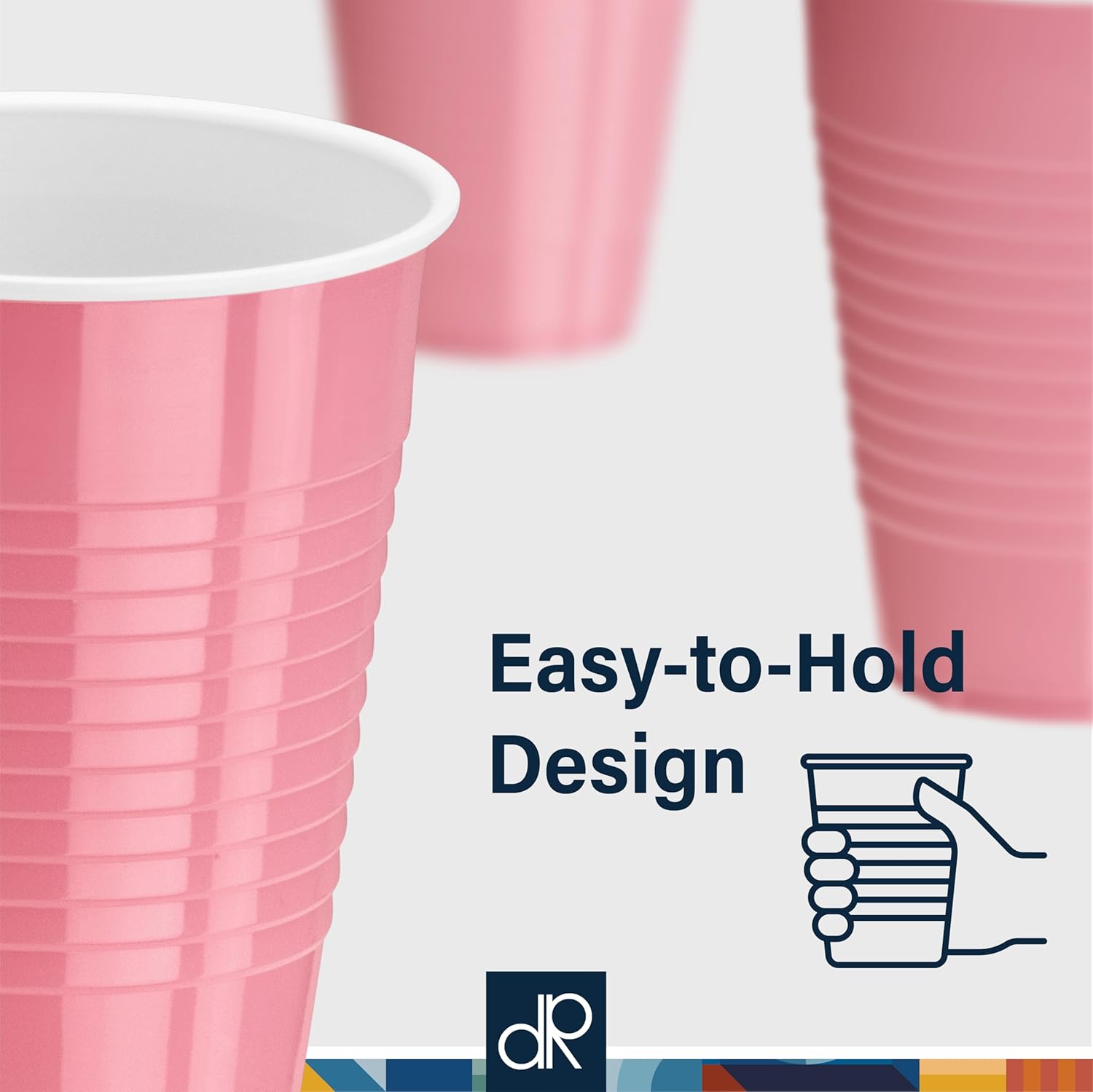 DecorRack Light Pink Plastic Cups, 12 oz Disposable Cups, Reusable Party Supplies (40 Count) - Image 4