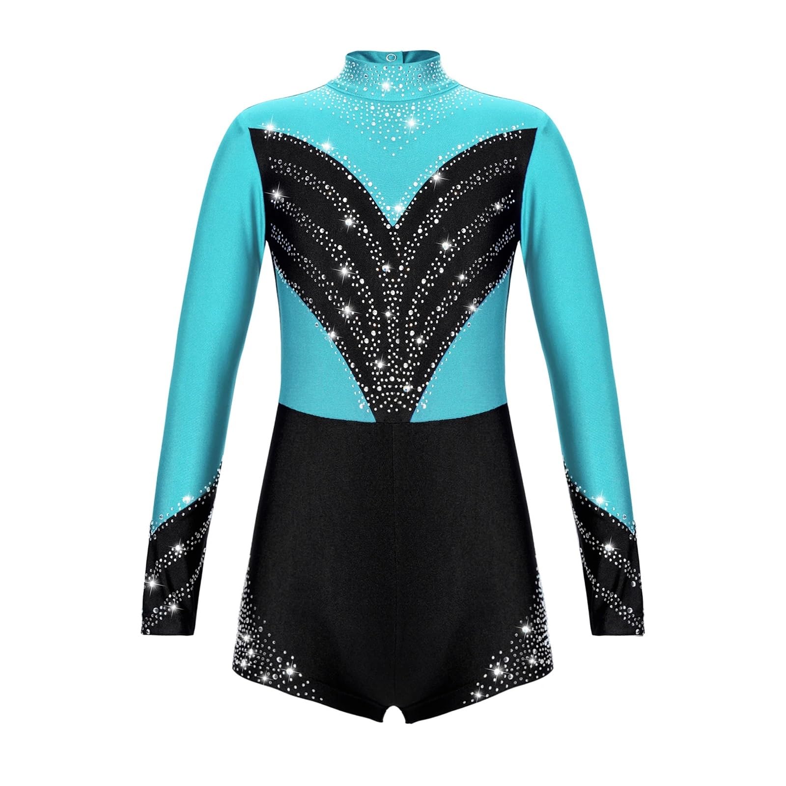Maillot Gimnasia Traje de gimnasia for niñas, leotardo de ballet for niños, mono de patinaje brillante de manga larga, traje de baile de jazz, ropa de baile for niños Maillot De Danza Gimnasia(Blue Gr