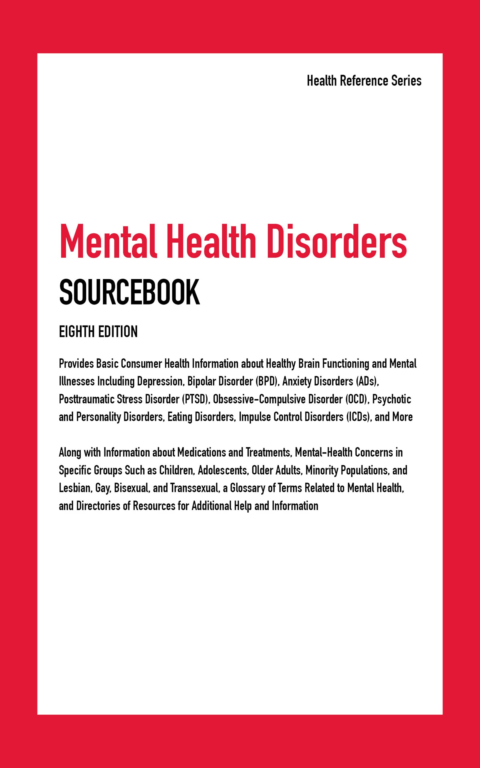 Buy Mental Health Disorders Sourcebook, 8th Ed. — BookShops.in
