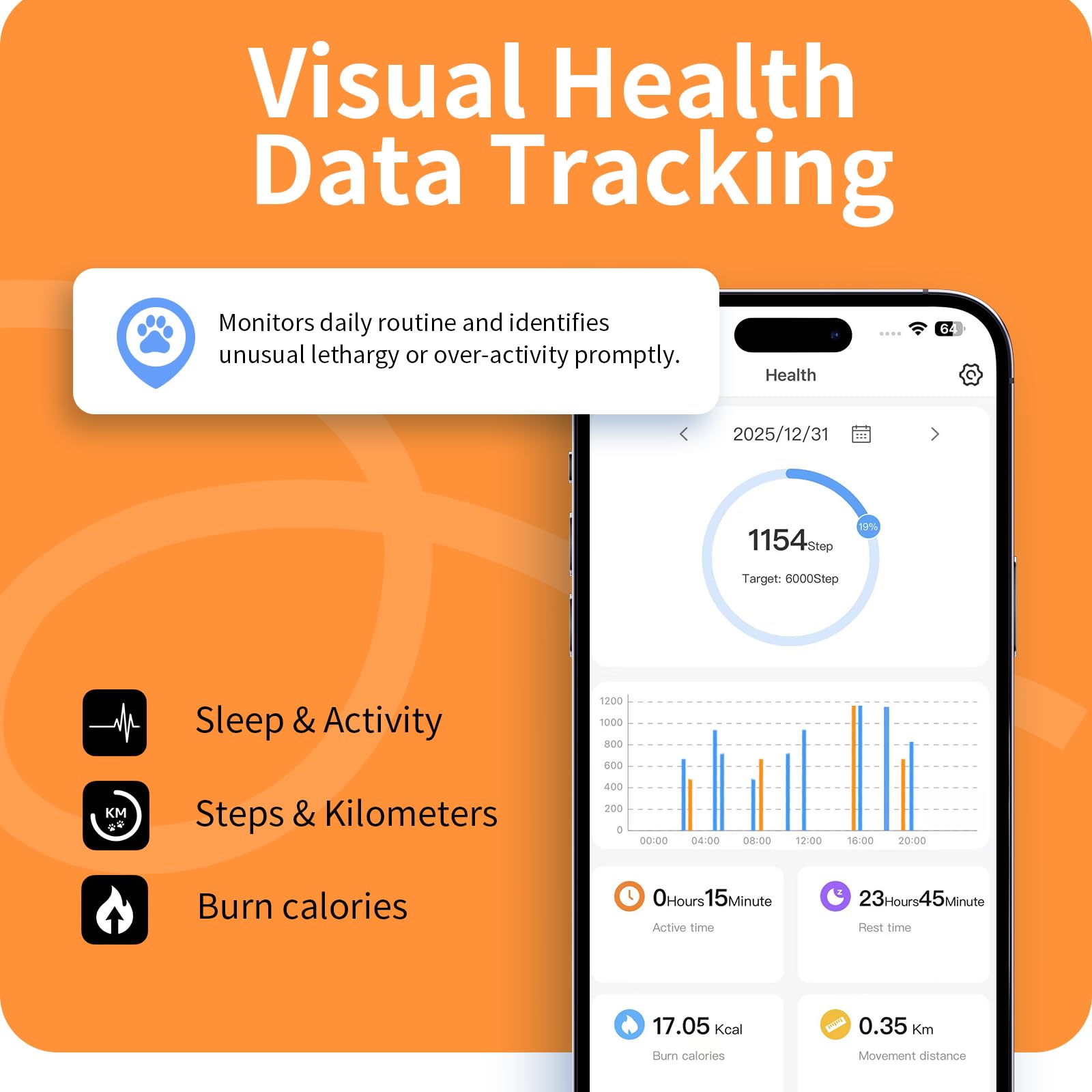 Cat GPS Tracker Collar, No Monthly Fee, Real-Time Location Tracking, Virtual Fence, Daily Historical Route, Activity Monitor & Sound Light Alert - image 5
