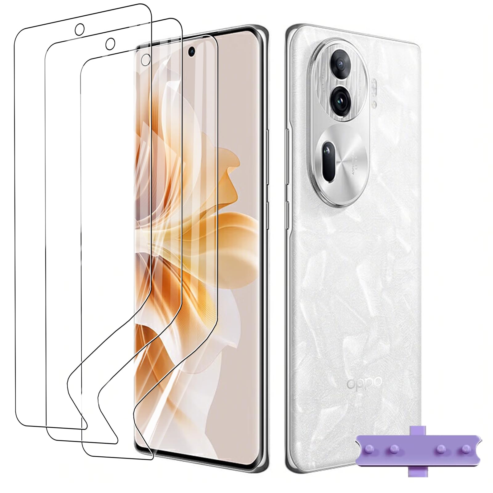 [3 Pieces] Screen Protector for Oppo Reno 12/Reno 12 Pro/Reno 11/Reno 11 Pro 5G, Weideworld TPU Hydrogel Anti-Glare Ultra-Clear Protective Film, Transparent